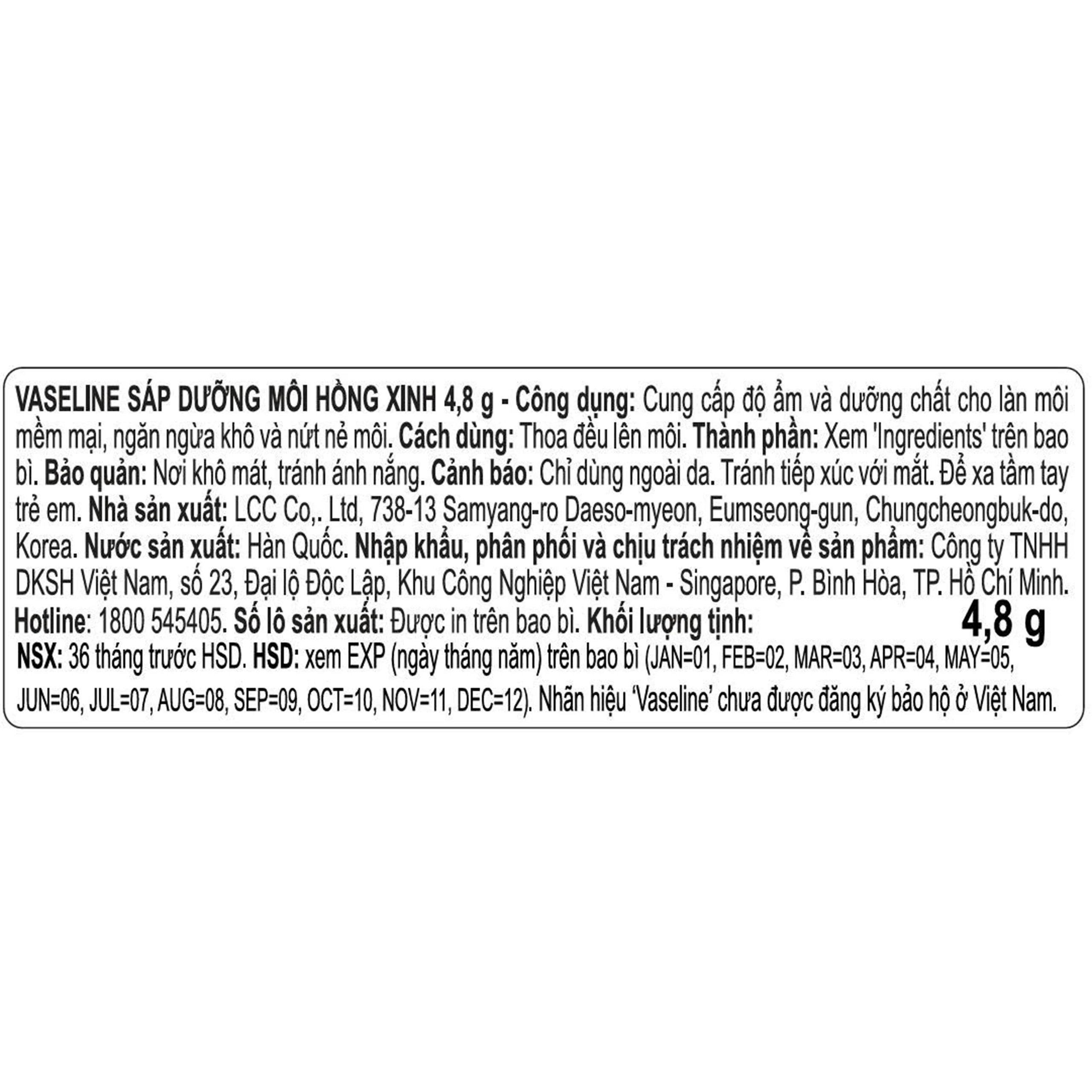 Son dưỡng ẩm Vaseline Rosy Lips giúp làm mềm môi, màu hồng tự nhiên (4.8g) 3