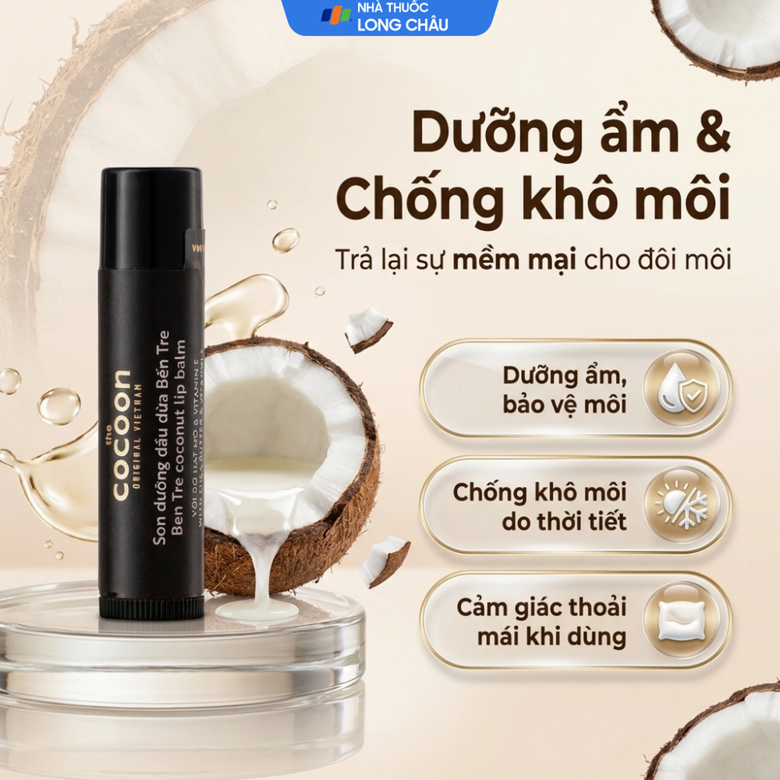 Son dưỡng dầu dừa Bến Tre Cocoon làm mềm môi, dưỡng ẩm (5g) 2