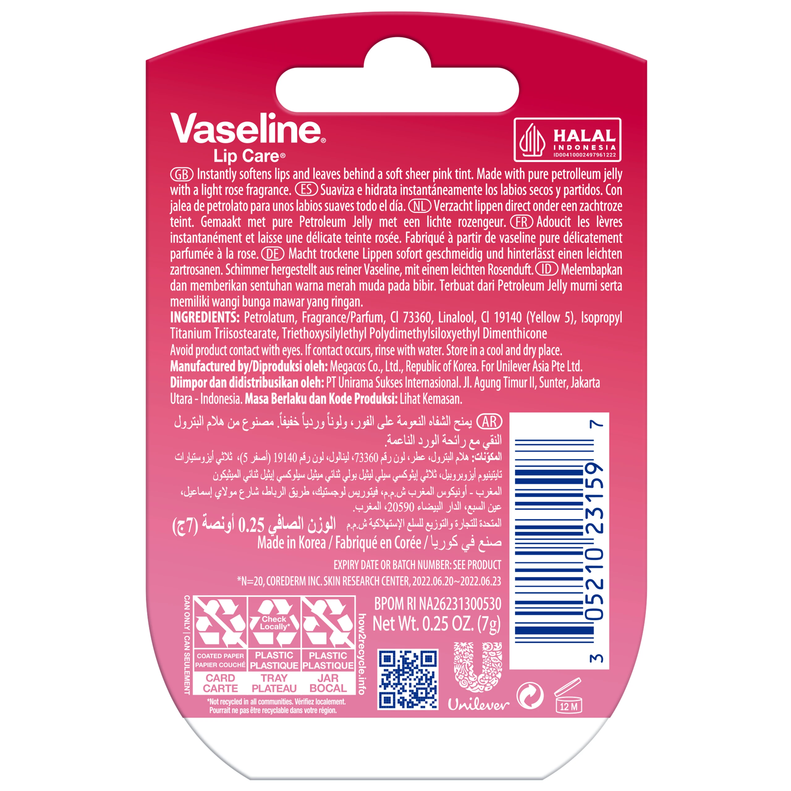 Son dưỡng môi Vaseline Lip hồng xinh dưỡng ẩm, màu hồng tự nhiên (7g) 3