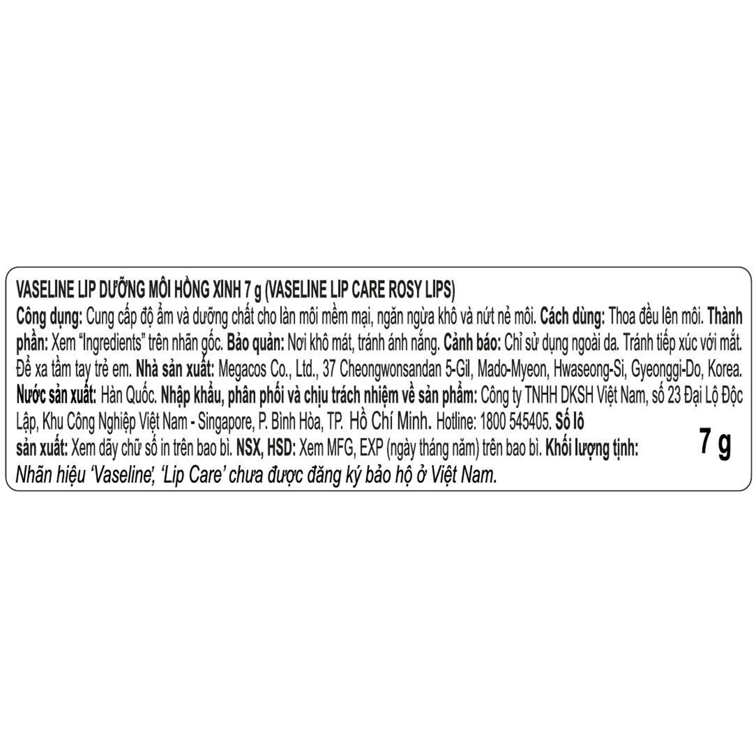 Son dưỡng môi Vaseline Lip hồng xinh dưỡng ẩm, màu hồng tự nhiên (7g) 5