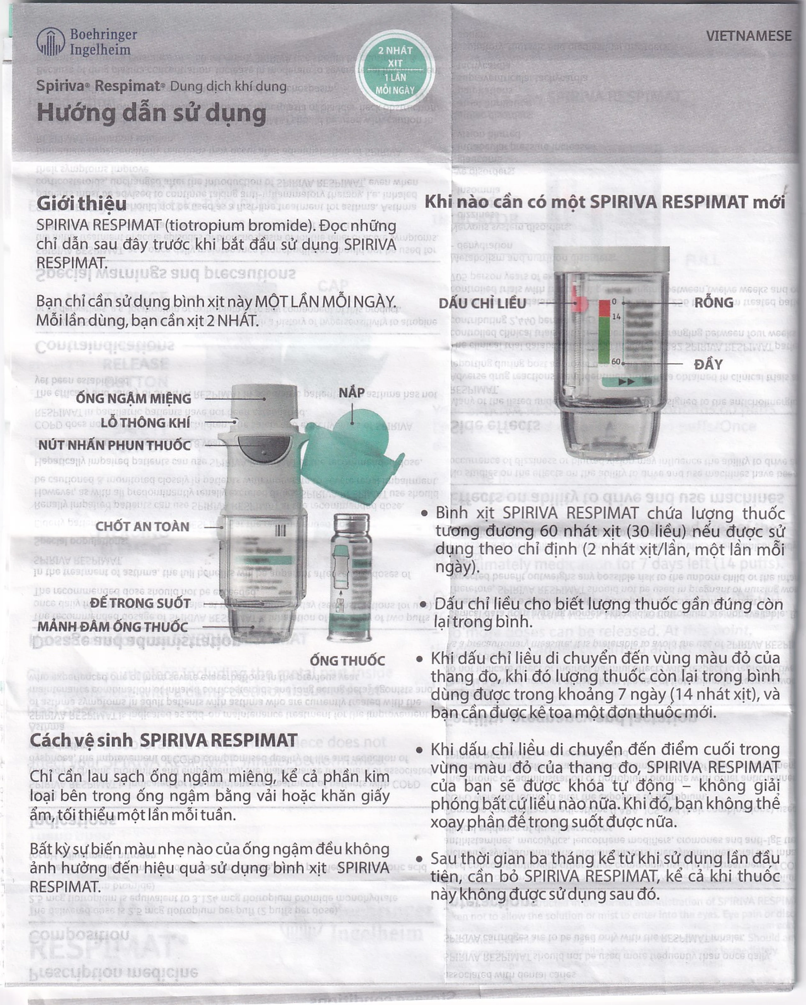 Bình xịt Spiriva Respimat Boehringer điều trị viêm phế quản mạn (30 liều)