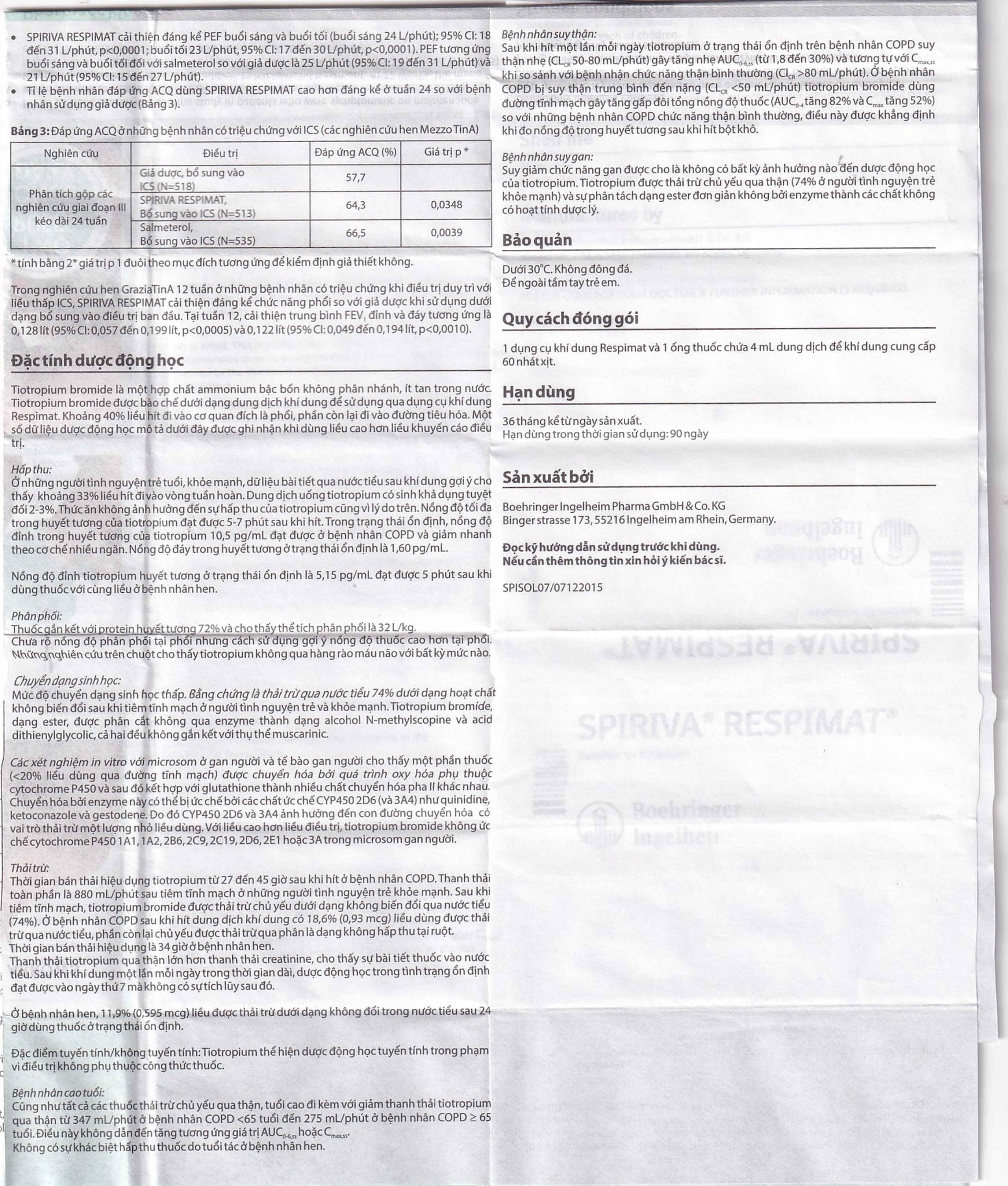 Bình xịt Spiriva Respimat Boehringer điều trị viêm phế quản mạn (30 liều)