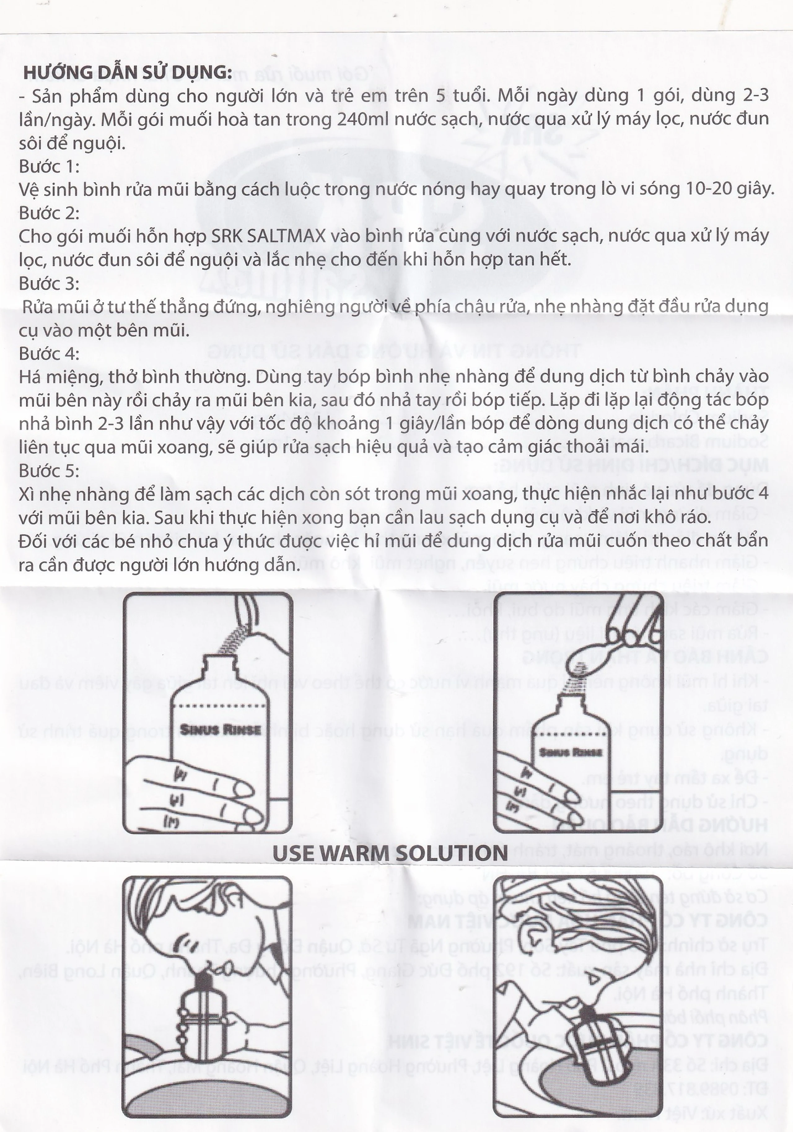 Muối rửa mũi SRK Saltmax giảm dị ứng mũi và khô mũi (30 gói)