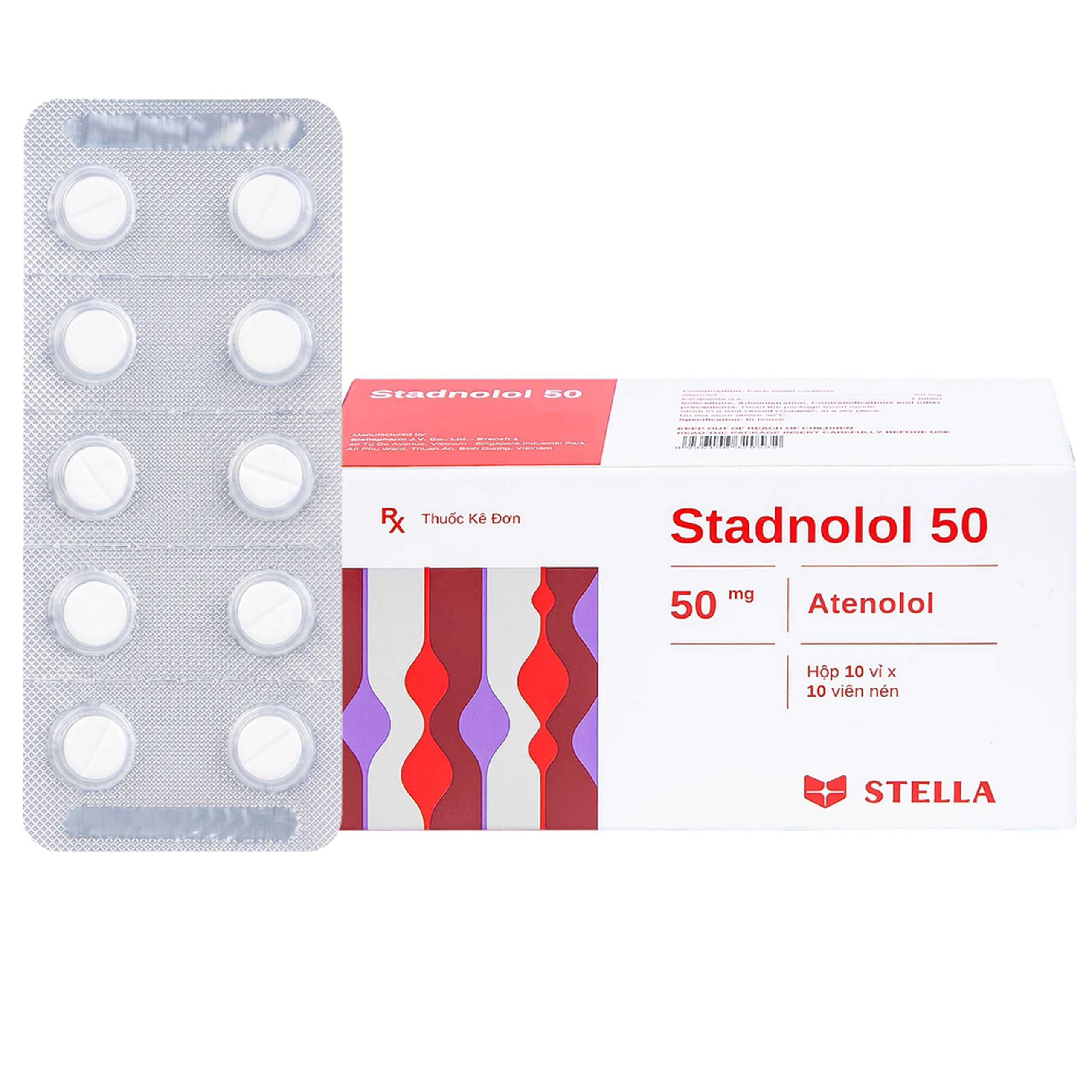 Thuốc Stadnolol 50 Stella điều trị tăng huyết áp, đau thắt ngực mạn tính ổn định (10 vỉ x 10 viên)  1
