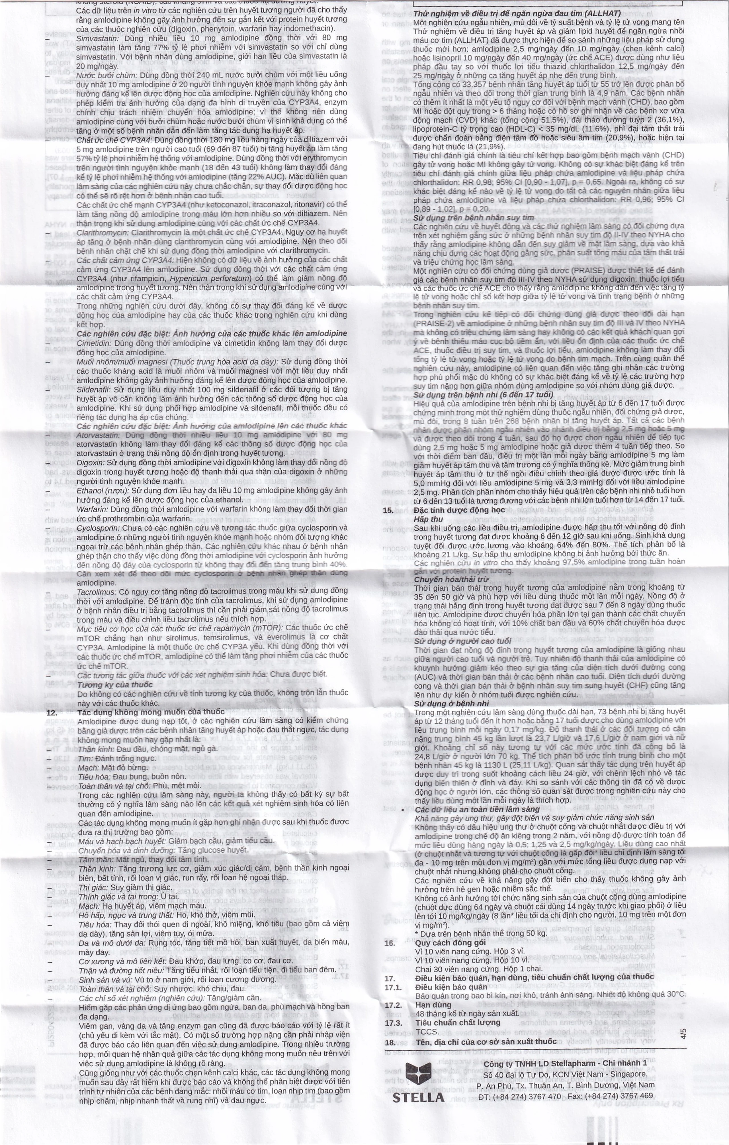 Thuốc Stadovas 5 CAP Stella điều trị tăng huyết áp, đau thắt ngực mạn tính ổn định (3 vỉ x 10 viên)
