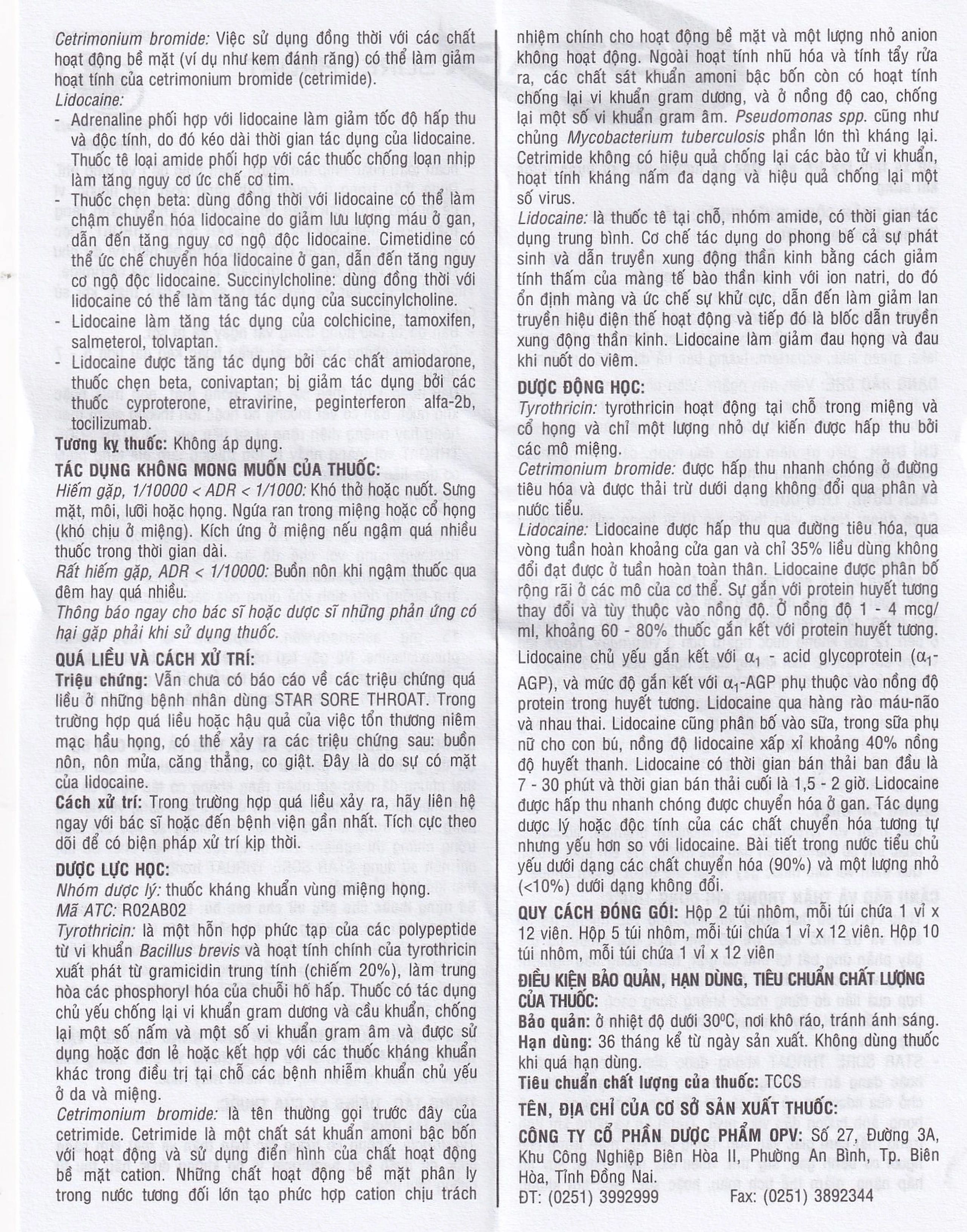 Viên ngậm Star Sore Throat OPV không đường điều trị đau họng, viêm họng (2 vỉ x 12 viên)