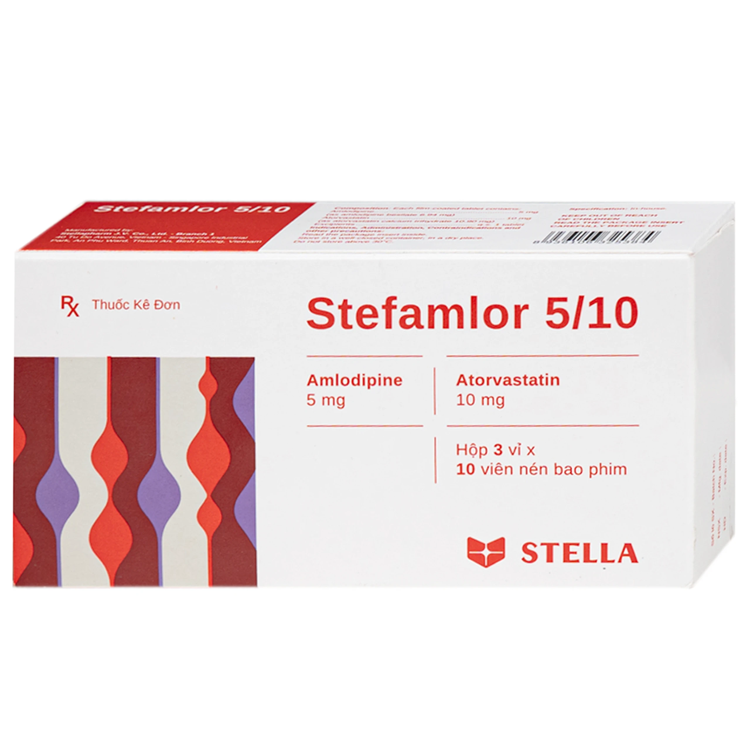 Thuốc Stefamlor 5mg/10mg Stella điều trị các biến cố tim mạch ở bệnh nhân tăng huyết áp có kèm theo rối loạn lipid máu (3 vỉ x 10 viên) 2