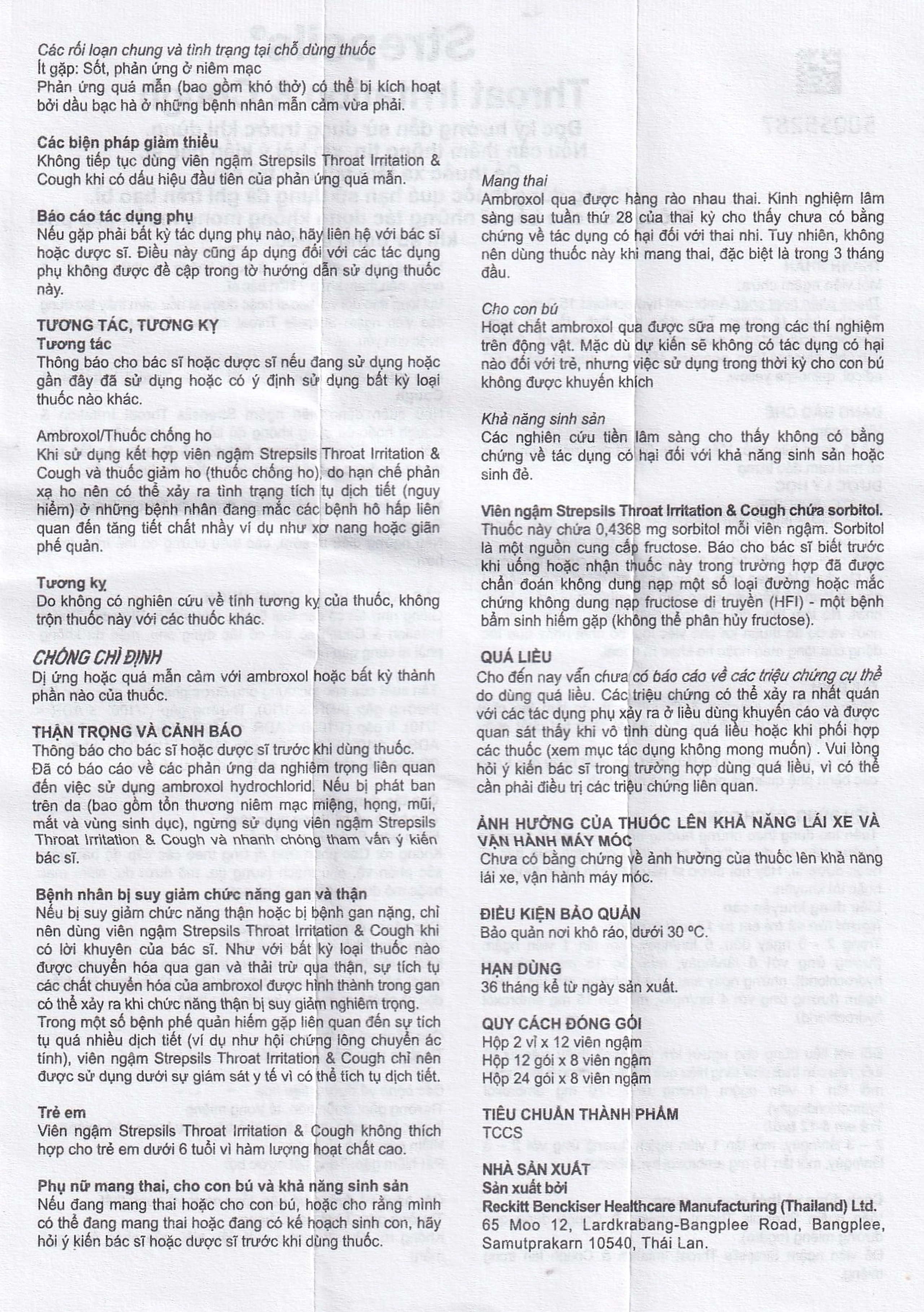 Viên ngậm Strepsils Throat Irritation & Cough Reckitt Benckiser giúp làm sạch đường thở và kiểm soát ho (2 vỉ x 12 viên)