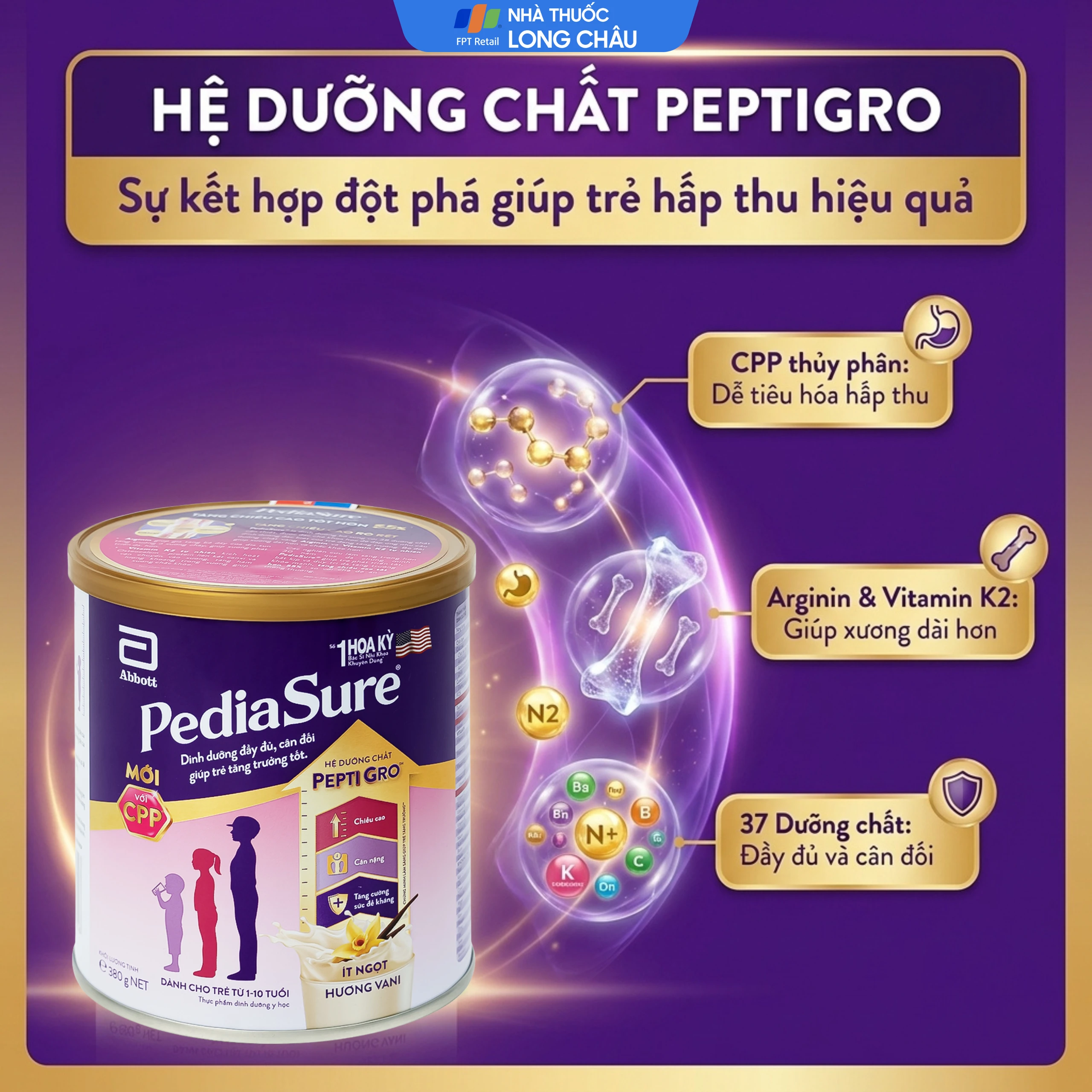 Sữa bổ sung dinh dưỡng cho bé từ 1-10 tuổi PediaSure ( 380g) 4