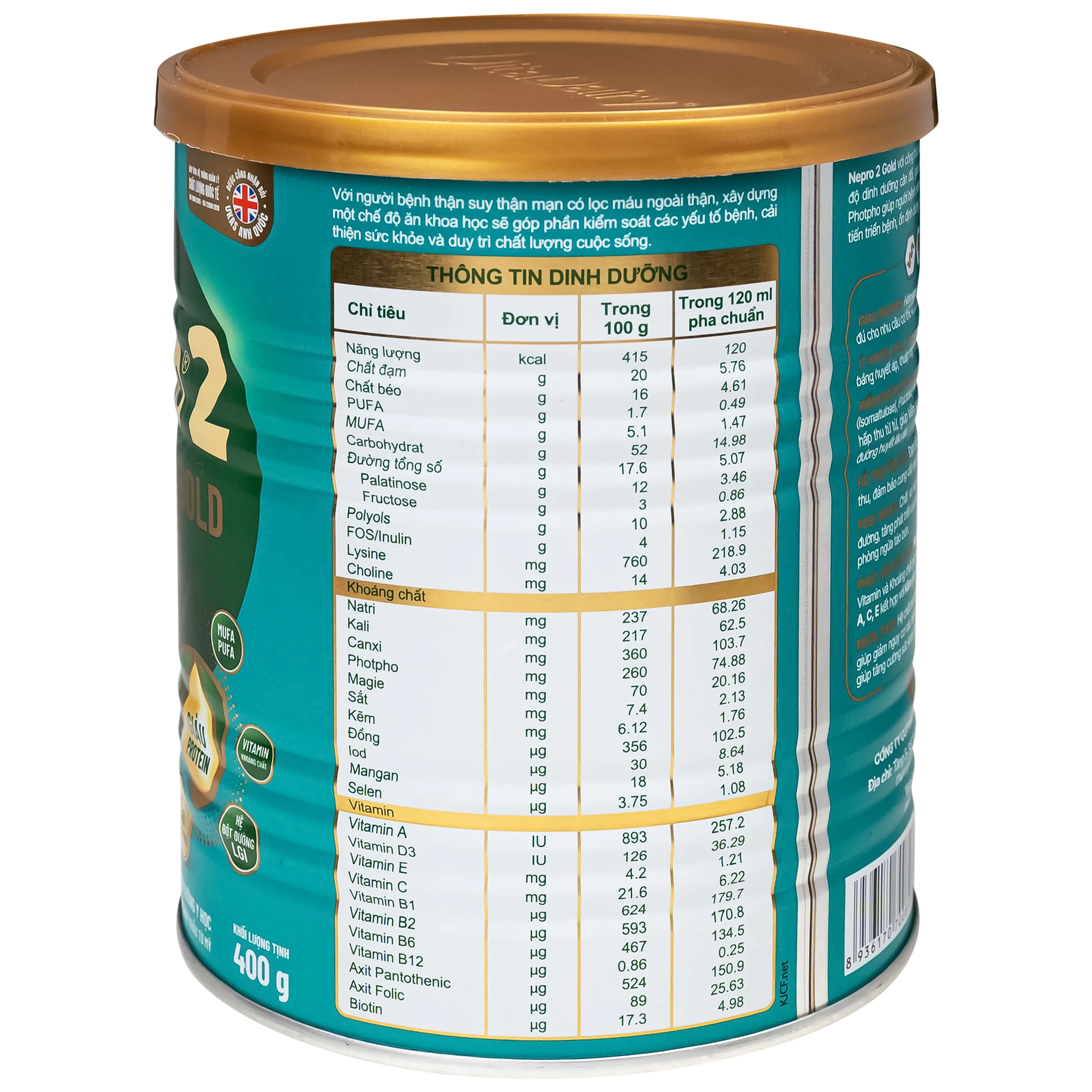 Sữa bổ sung dinh dưỡng người bệnh suy thận Nepro 2 Gold (400g) 6