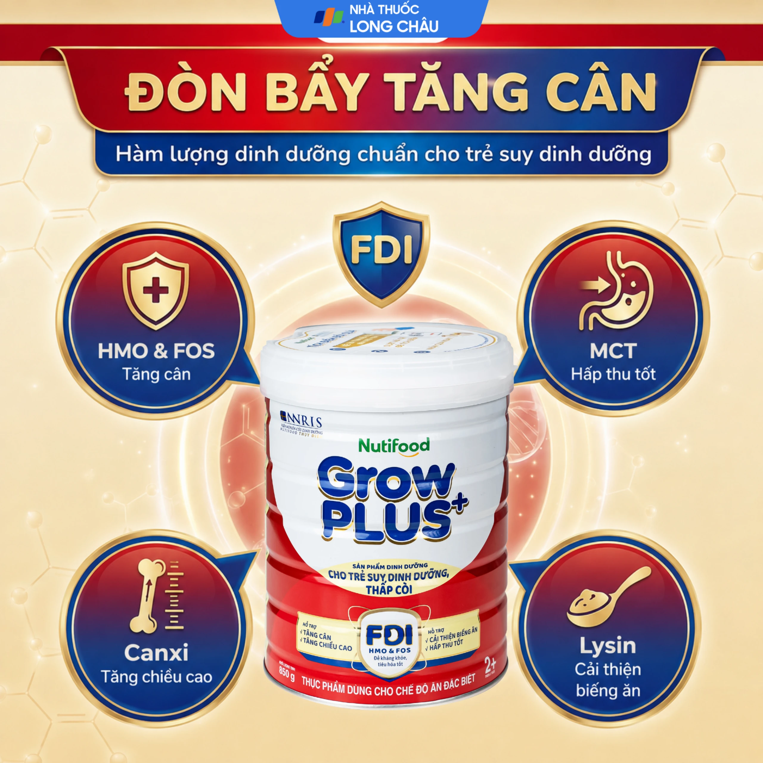 Sữa cho trẻ suy dinh dưỡng, thấp còi (đỏ) Nutifood growplus+ 2+ (850g) 5