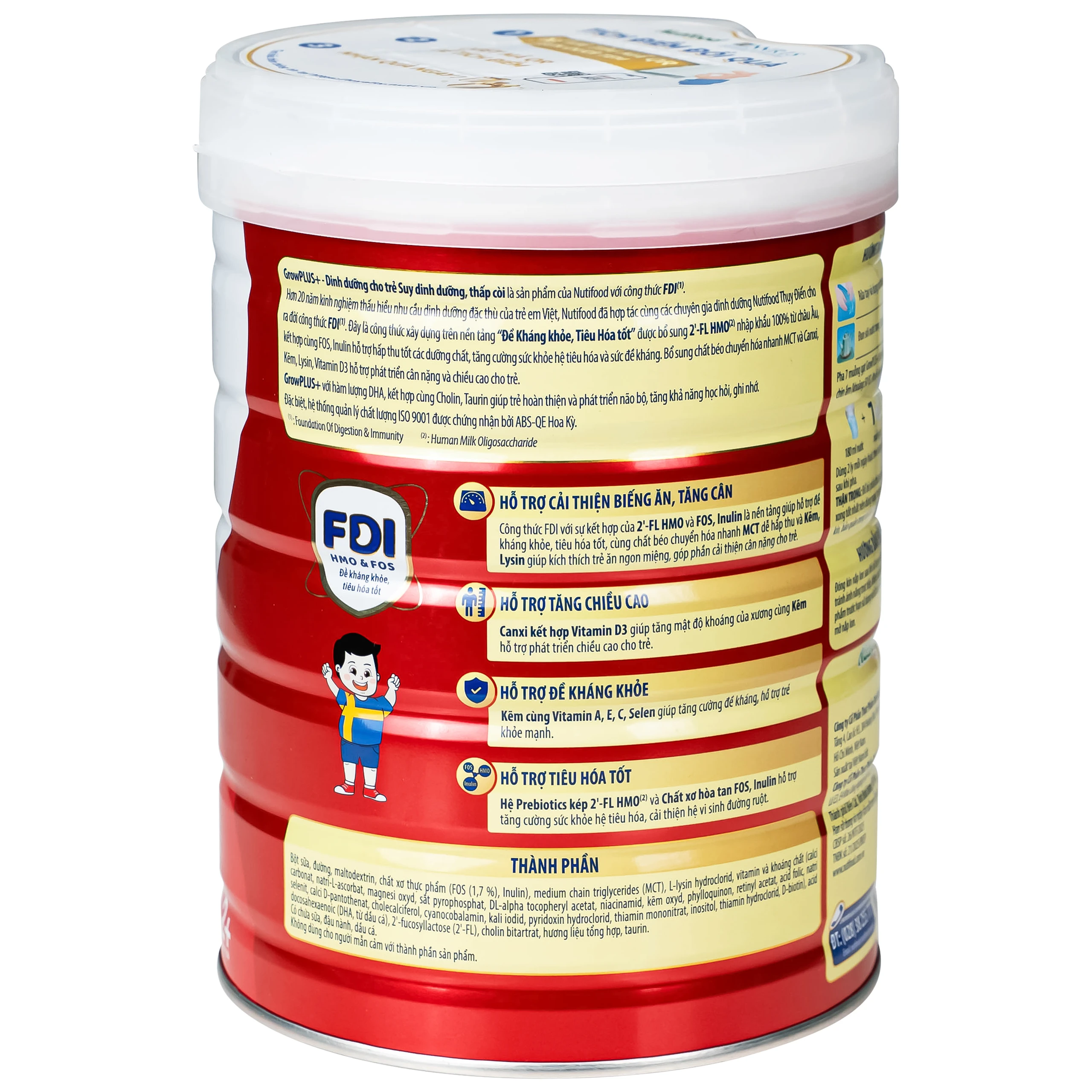 Sữa cho trẻ suy dinh dưỡng, thấp còi (đỏ) Nutifood growplus+ 2+ (850g)