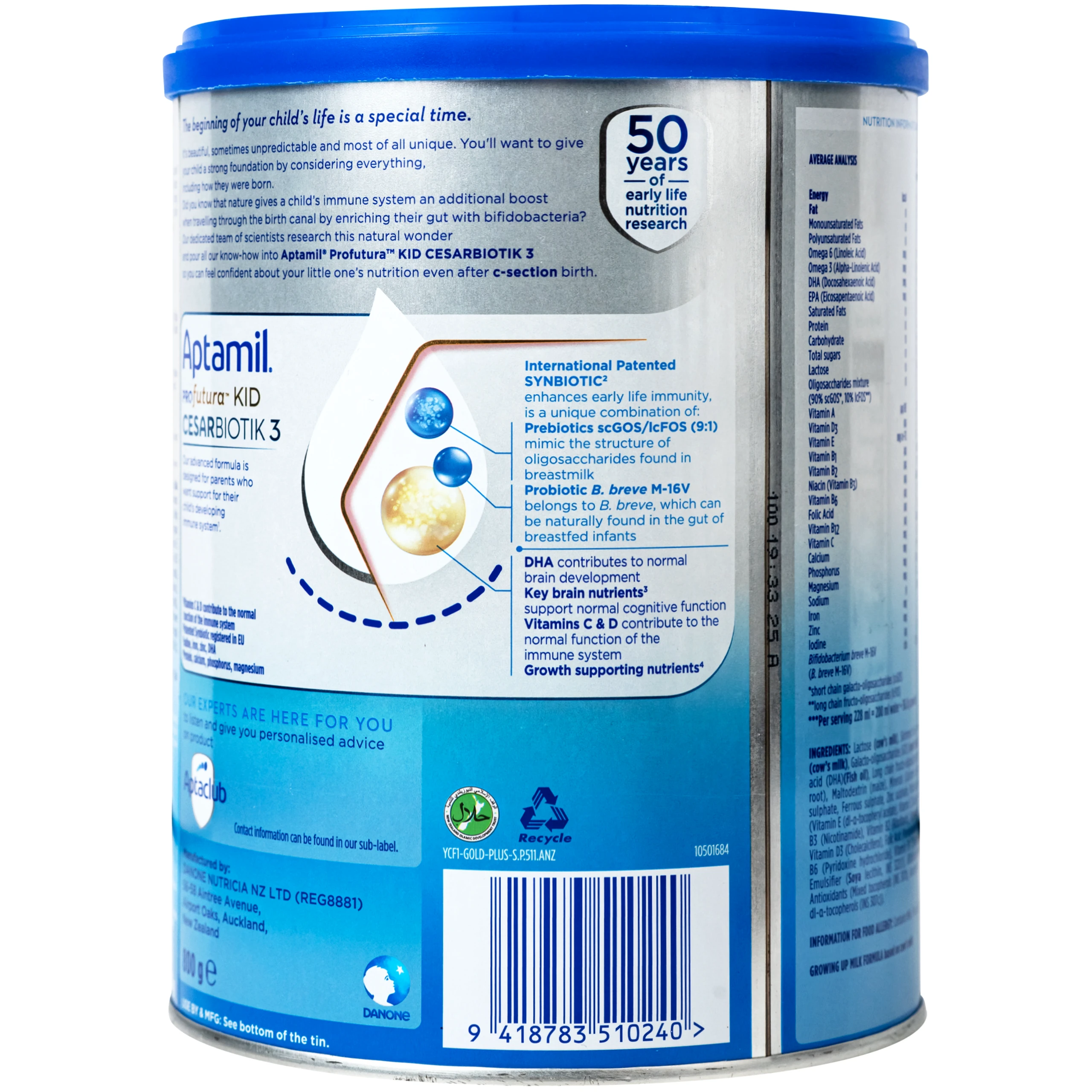 Sữa cho trẻ từ 24 tháng tuổi Aptamil Profutura Kid Cesarbiotik 3 Growing Up Milk Formula Nutricia (800g) 4