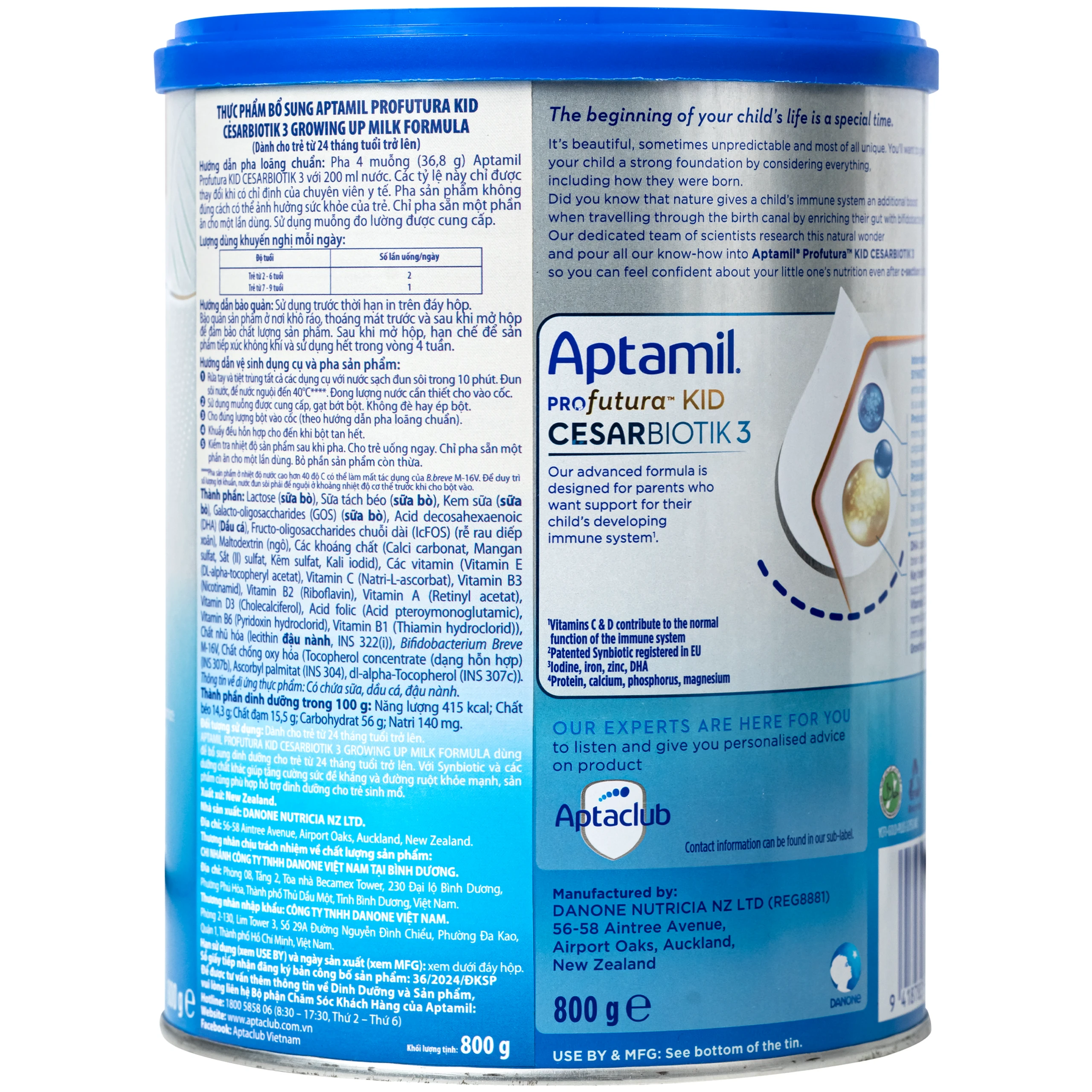 Sữa cho trẻ từ 24 tháng tuổi Aptamil Profutura Kid Cesarbiotik 3 Growing Up Milk Formula Nutricia (800g) 2