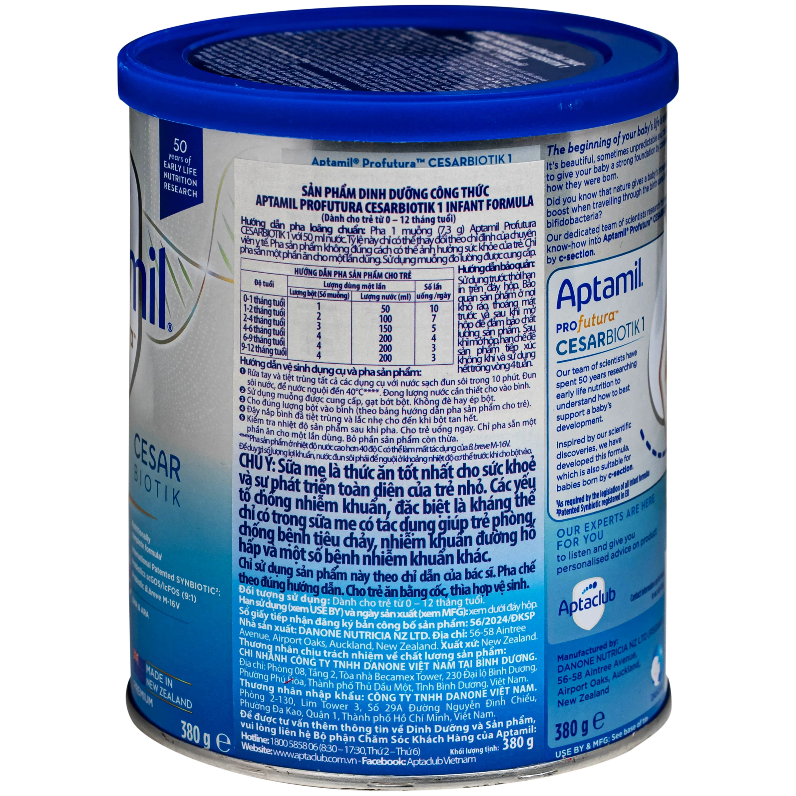 Sữa dinh dưỡng công thức cho trẻ 0-12 tháng tuổi Aptamil Profutura Cesarbiotik 1 Infant Formula Danone (380g) 3