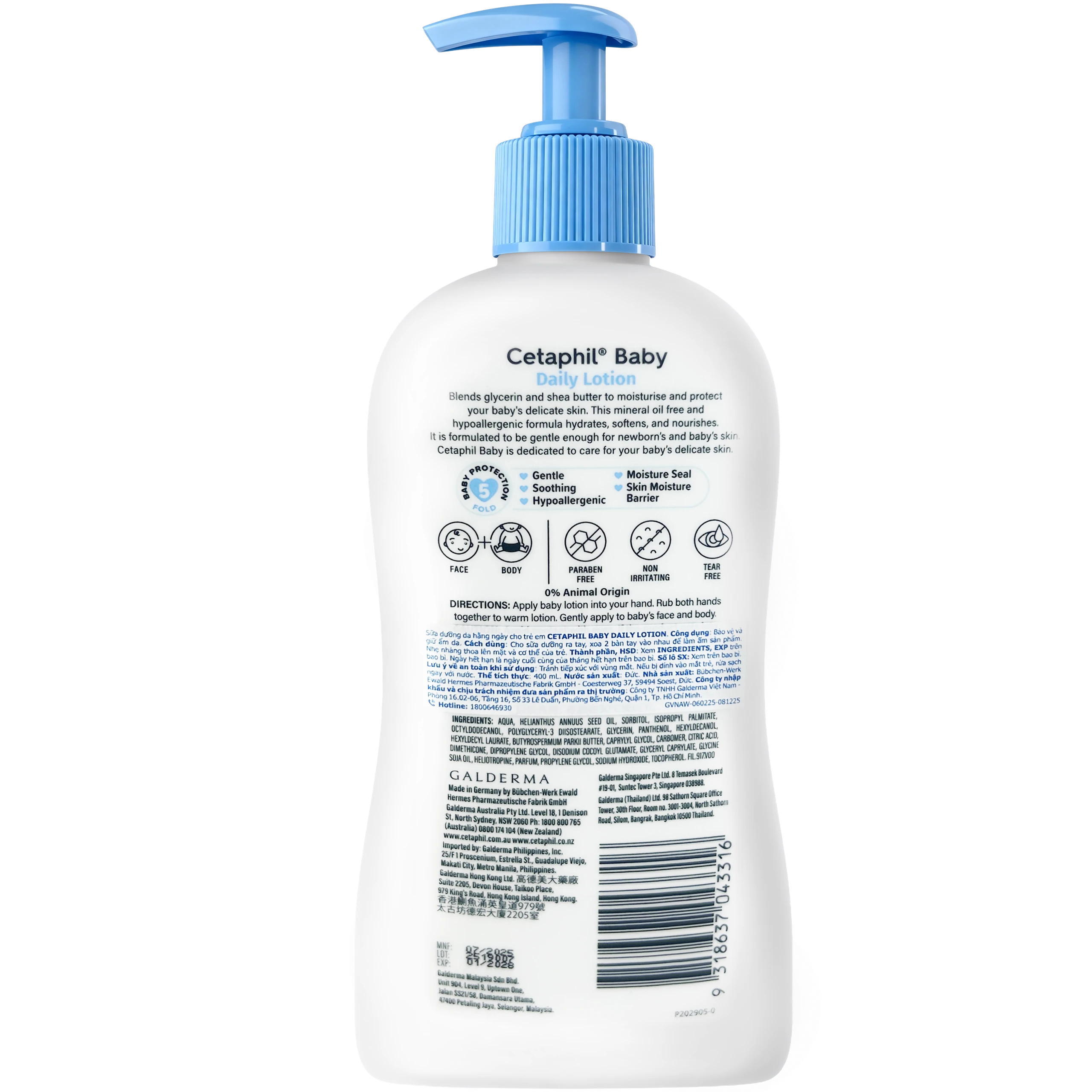 Sữa dưỡng ẩm toàn thân cho bé Cetaphil Baby Daily Lotion Face and Body làm mềm da, không gây kích ứng da (400ml) 2