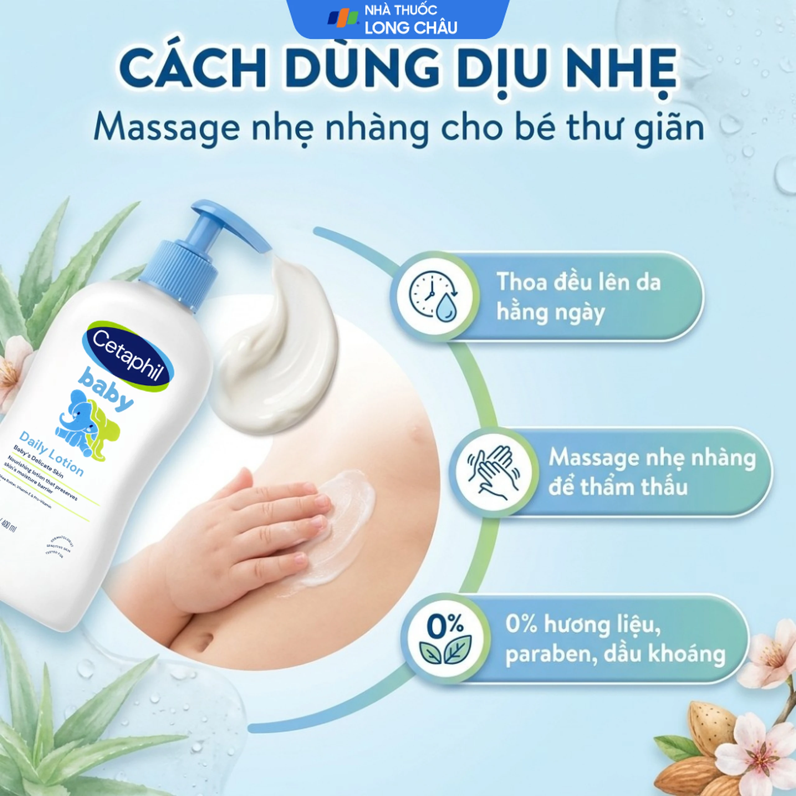 Sữa dưỡng ẩm toàn thân cho bé Cetaphil Baby Daily Lotion Face and Body làm mềm da, không gây kích ứng da (400ml) 5