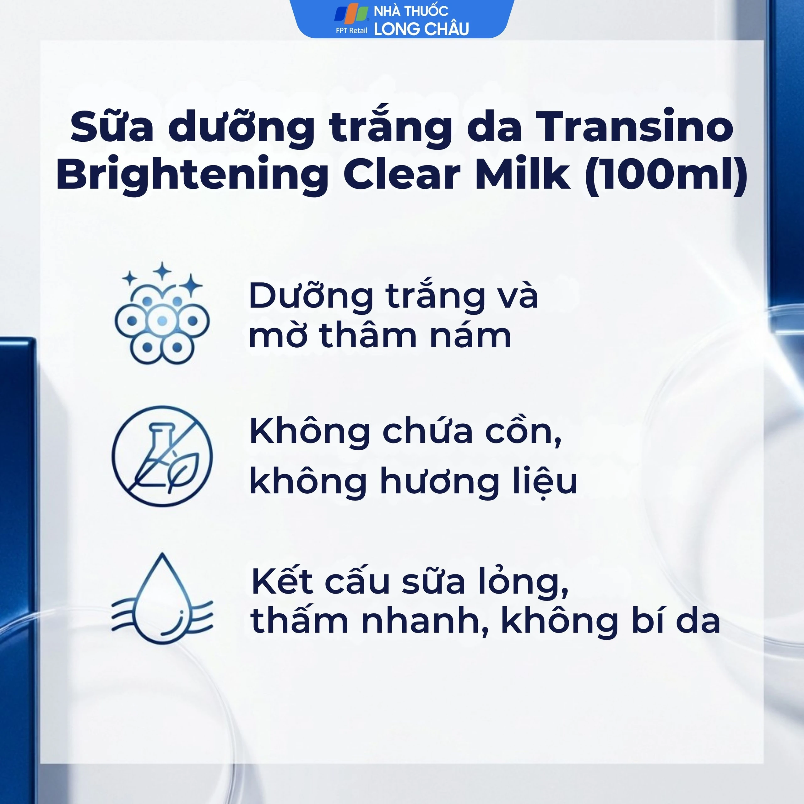Sữa dưỡng trắng da Transino Brightening Clear Milk dưỡng ẩm, dưỡng sáng, hỗ trợ làm mờ thâm nám (100ml)