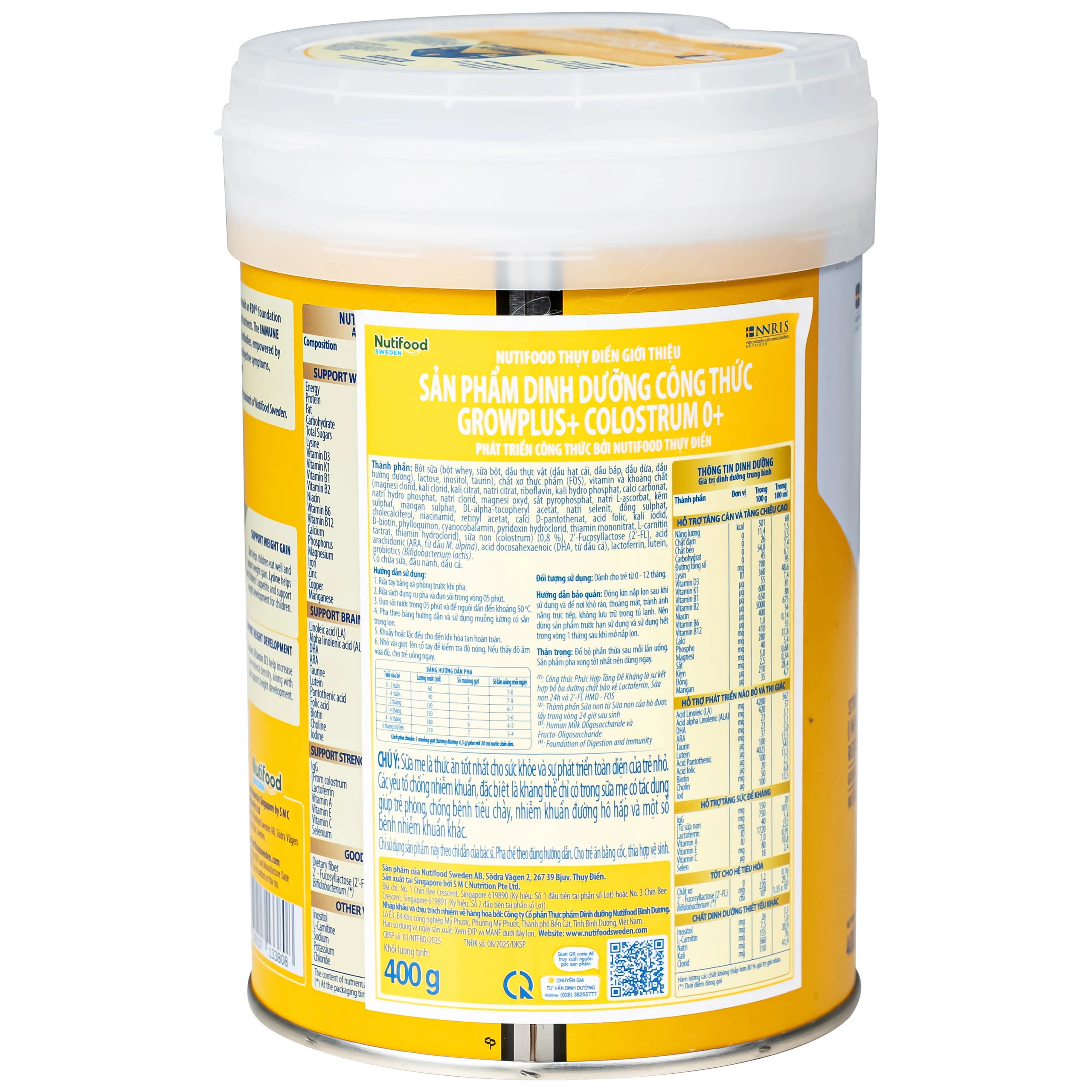 Sữa giúp tăng đề kháng cho trẻ 0-12 tháng tuổi Nutifood Growplus+ Colostrum 0+ (400g)