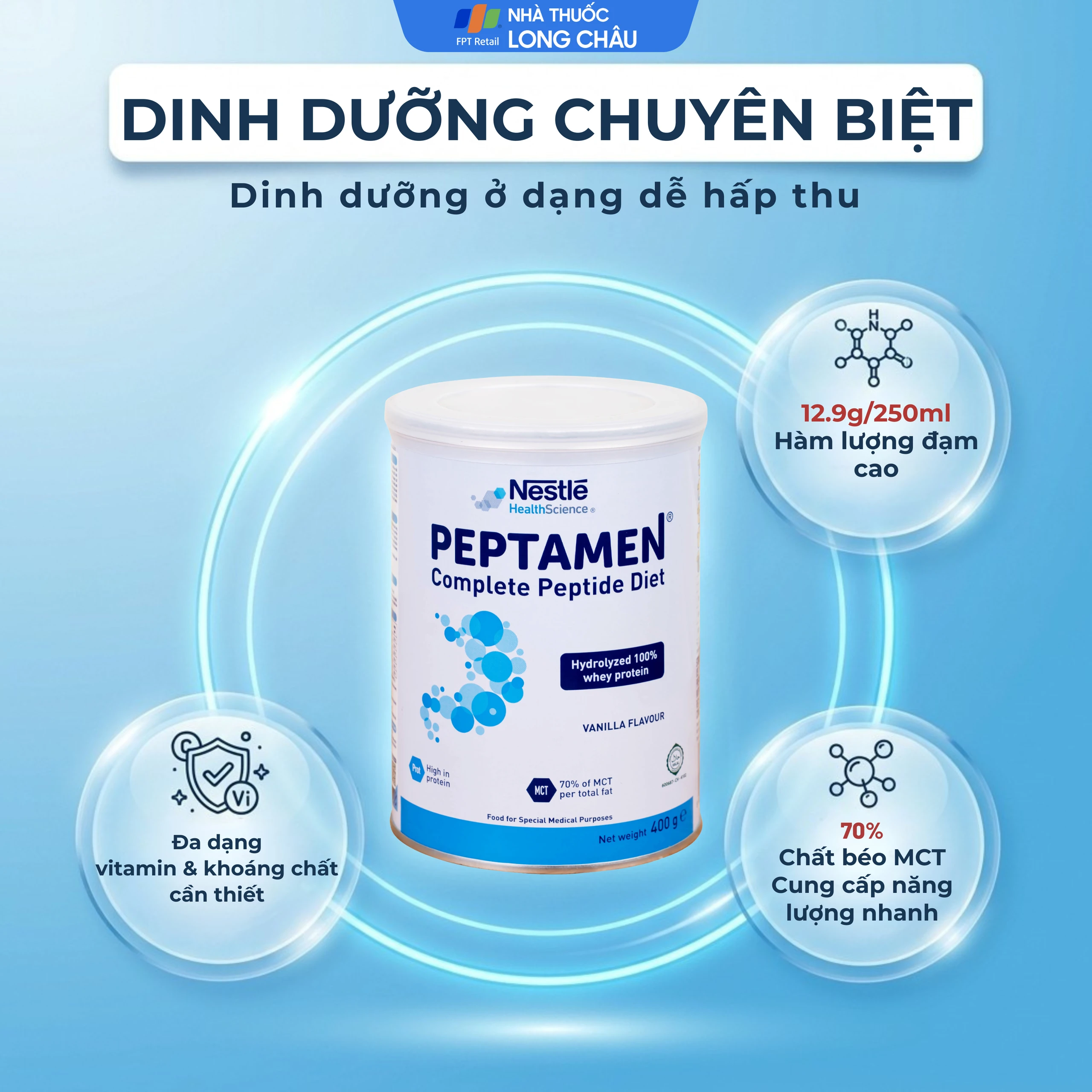 Sữa cải thiện việc hấp thu đạm không gây tiêu chảy Peptamen Nestlé (400g) 2