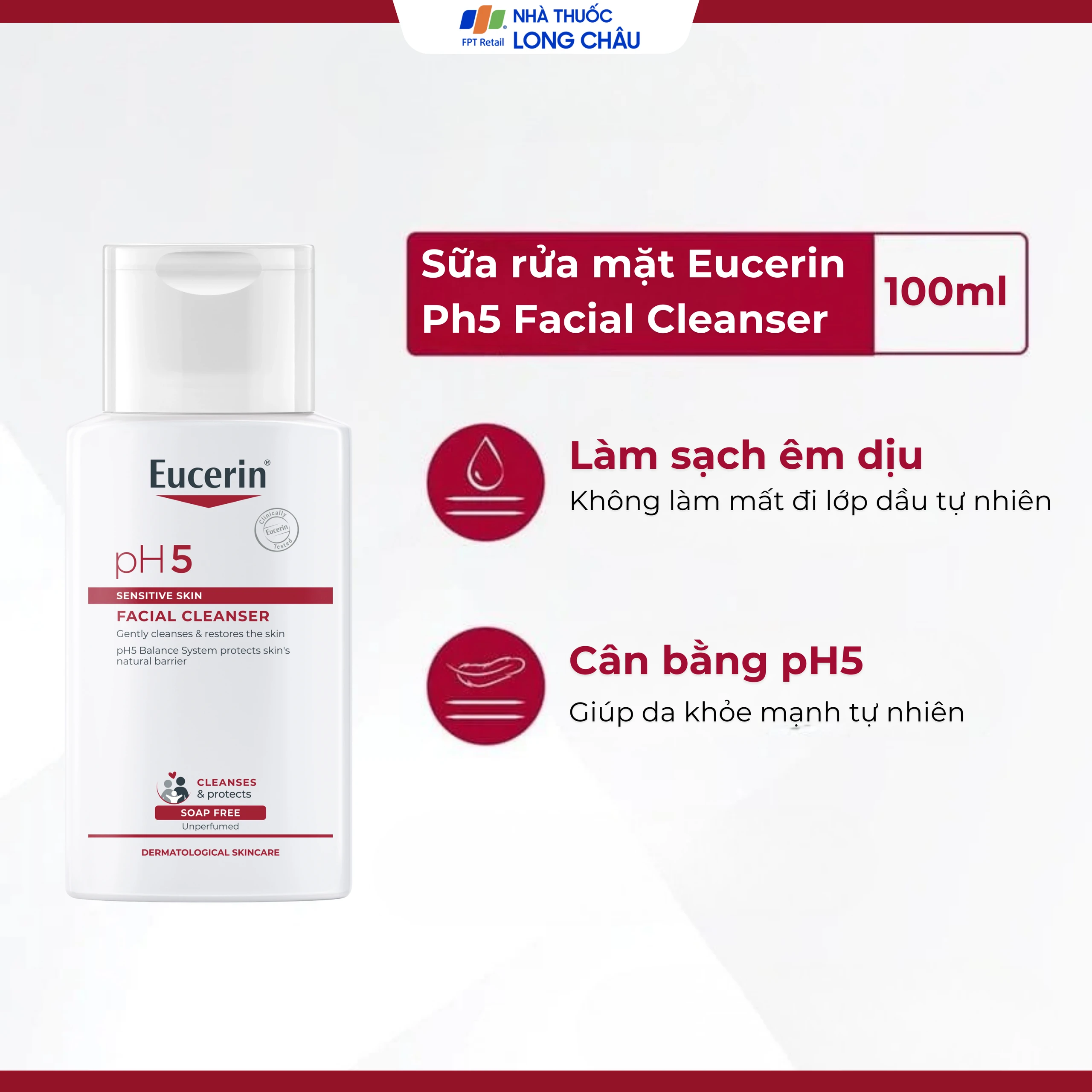 Sữa rửa mặt cho da nhạy cảm Eucerin Ph5 Facial Cleanser Sensitive Skin 100ml