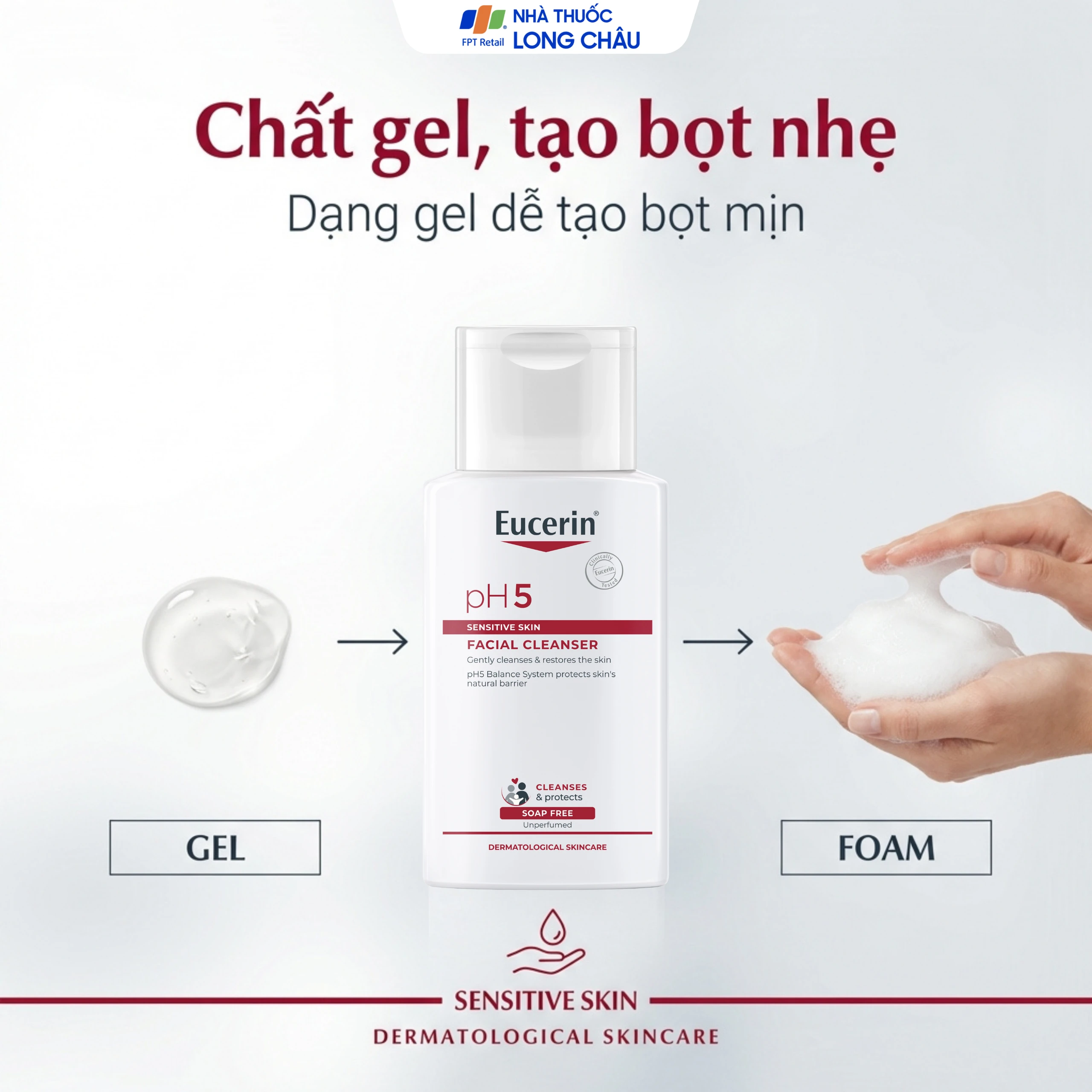 Sữa rửa mặt cho da nhạy cảm Eucerin Ph5 Facial Cleanser Sensitive Skin 100ml