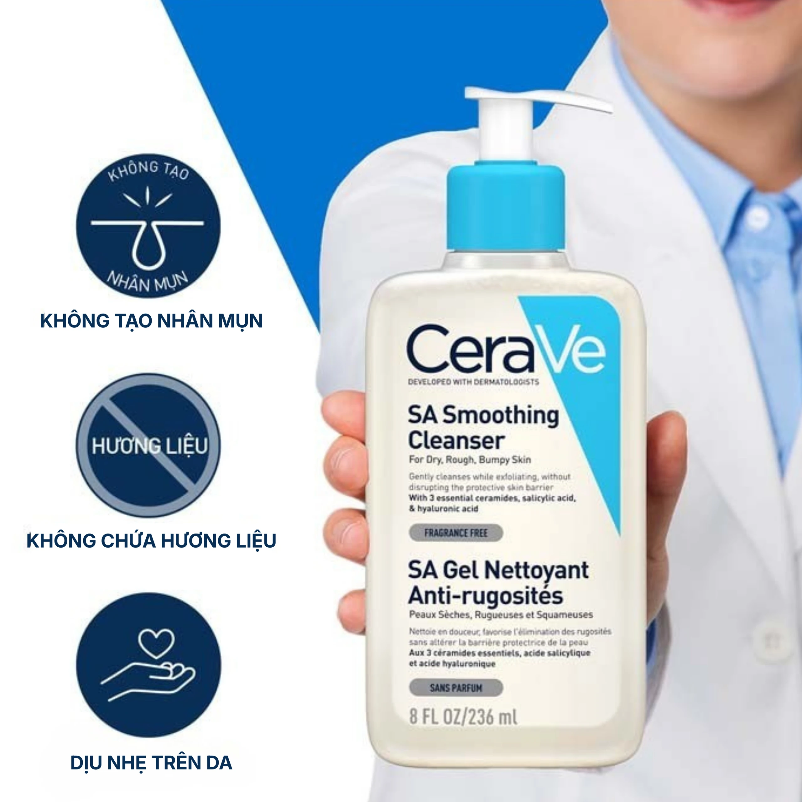 Sữa rửa mặt cho da nhạy cảm Cerave Sa Smoothing Cleanser 236ml