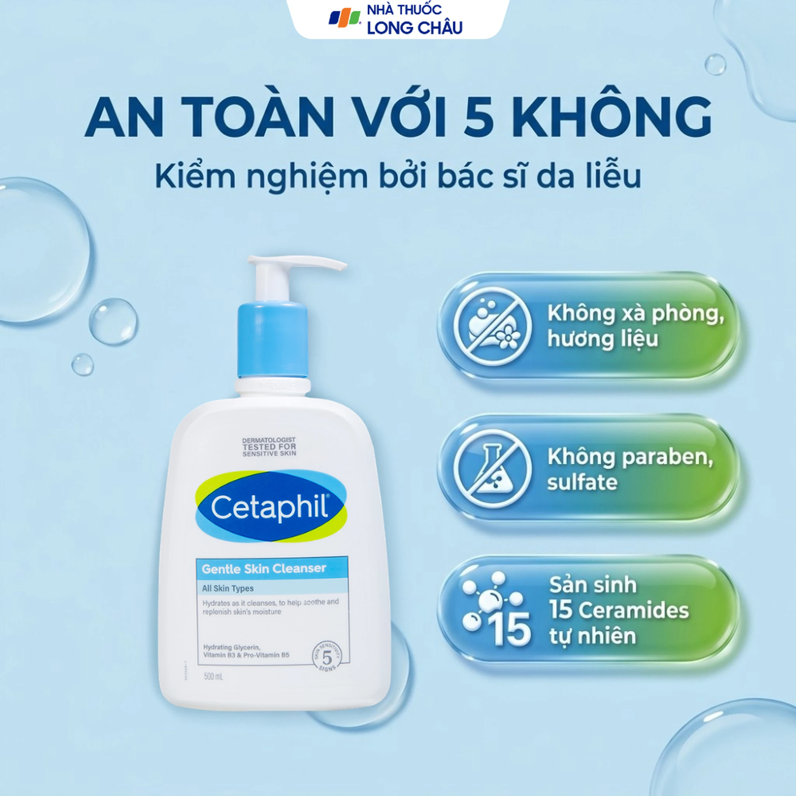 Sữa rửa mặt cho da nhạy cảm Cetaphil Gentle Skin Cleanser 500ml 4