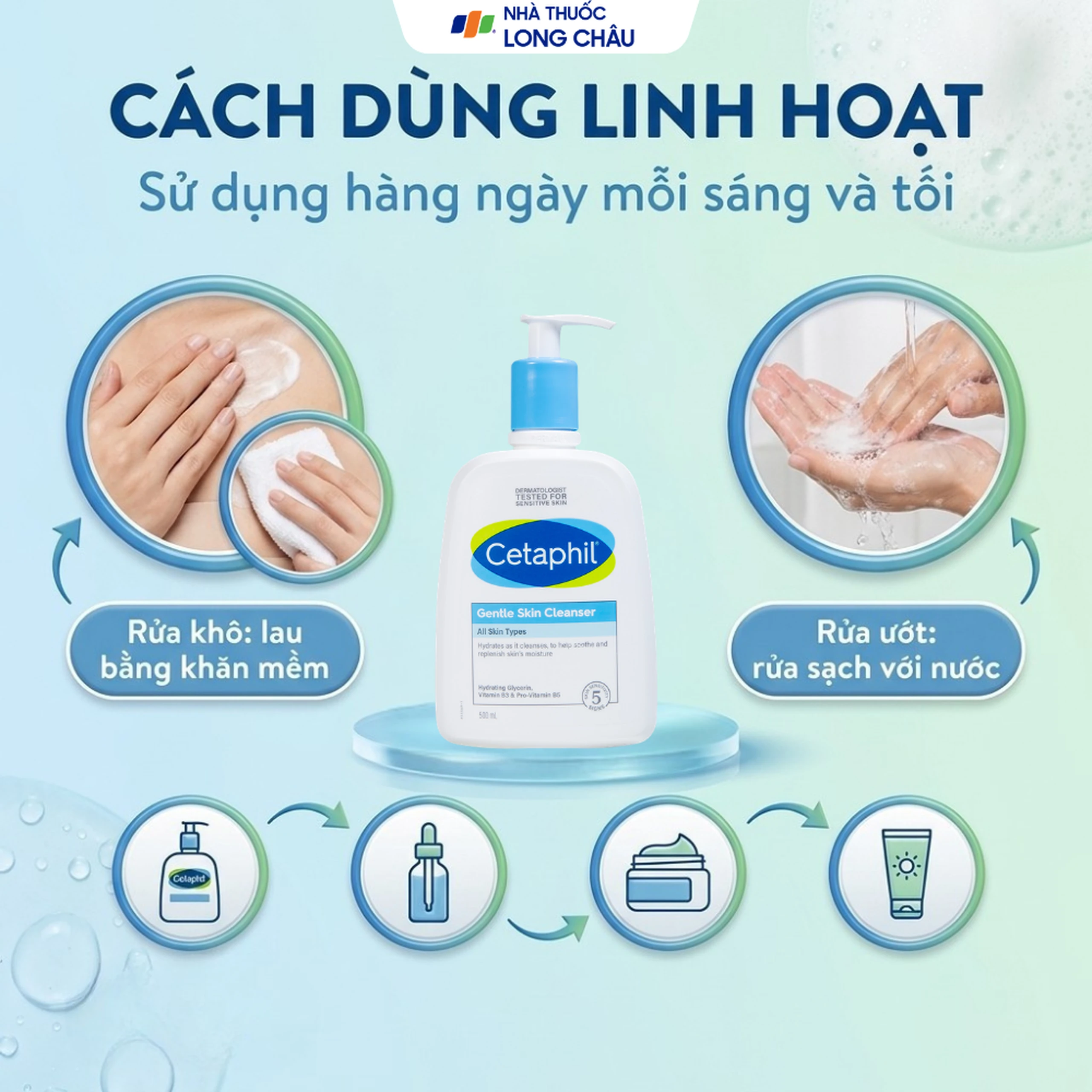 Sữa rửa mặt cho da nhạy cảm Cetaphil Gentle Skin Cleanser 500ml 6
