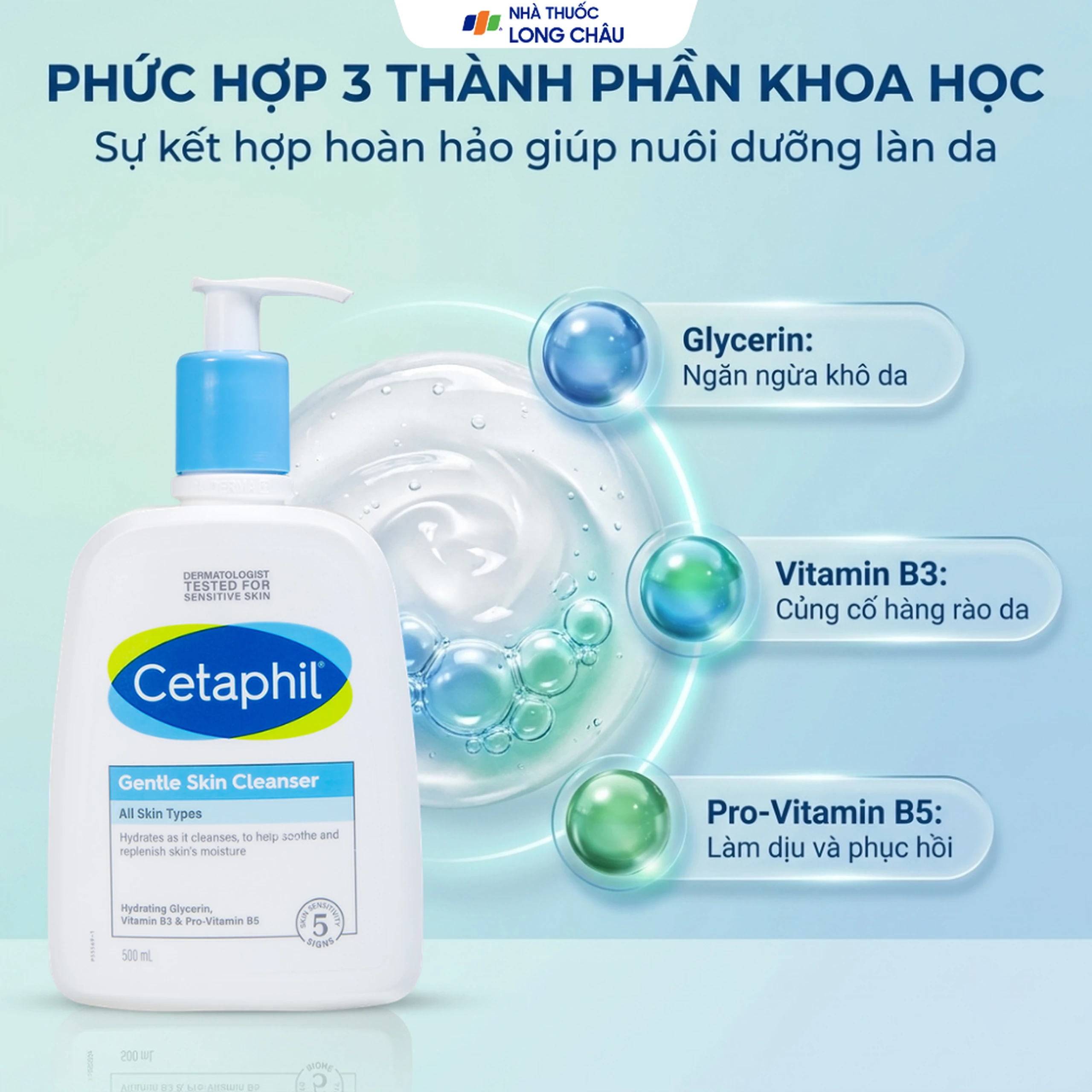 Sữa rửa mặt cho da nhạy cảm Cetaphil Gentle Skin Cleanser 500ml 3