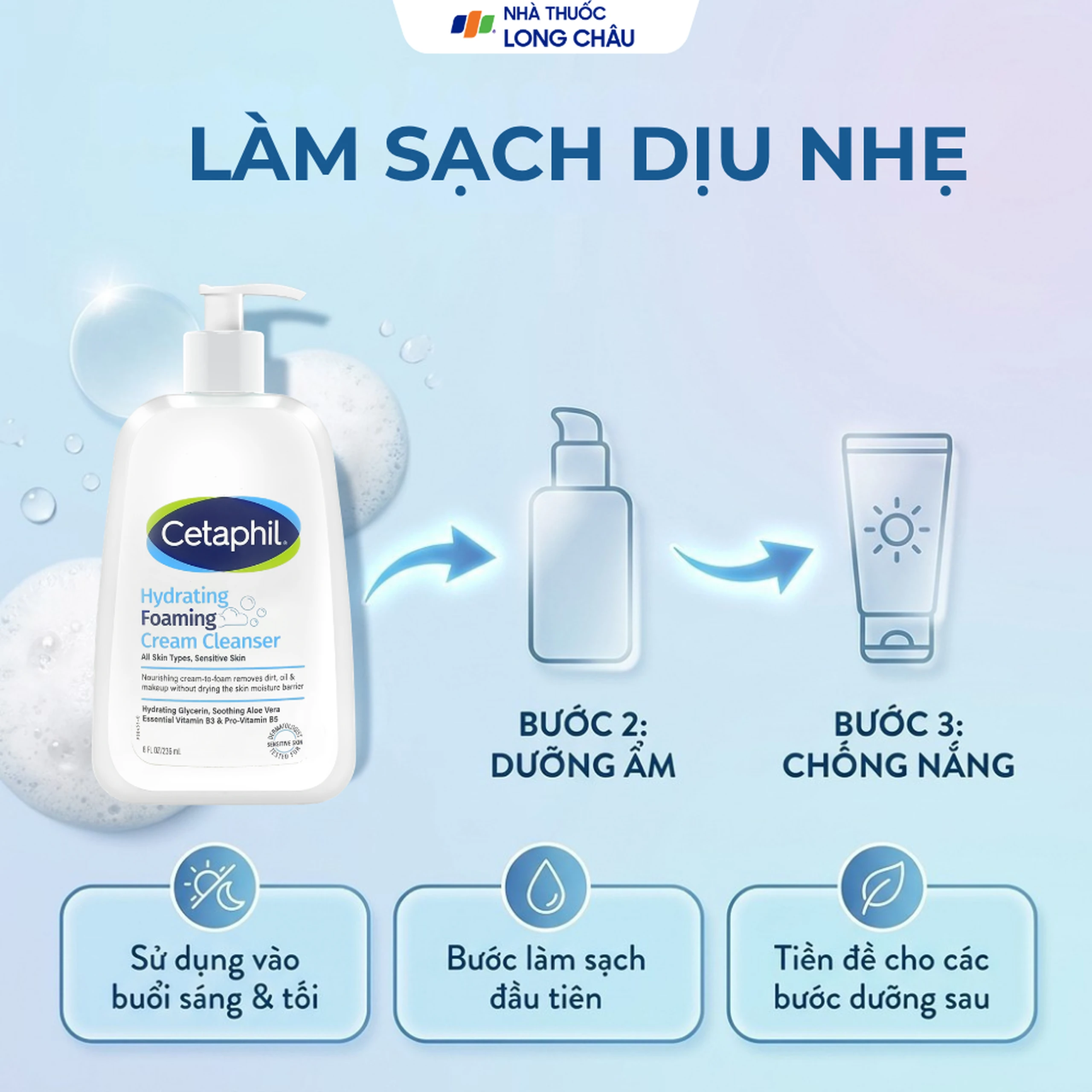 Sữa rửa mặt Cetaphil Hydrating Foaming Cream Cleanser dưỡng ẩm, làm sạch nhẹ nhàng cho da mặt (236ml) 7