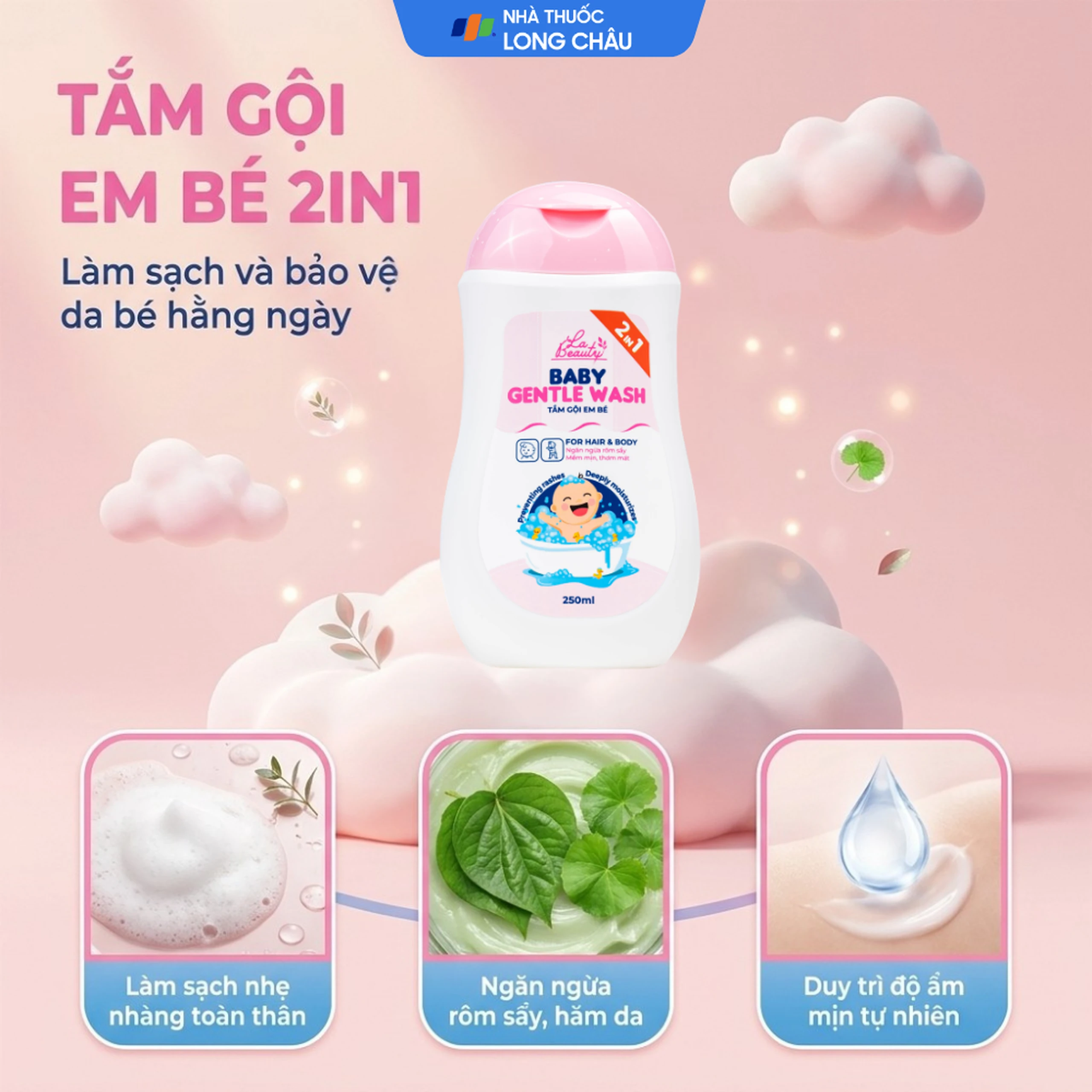 Sữa tắm gội cho bé La Beauty Baby Gentle Wash dịu nhẹ, không kích ứng da (250ml) 2