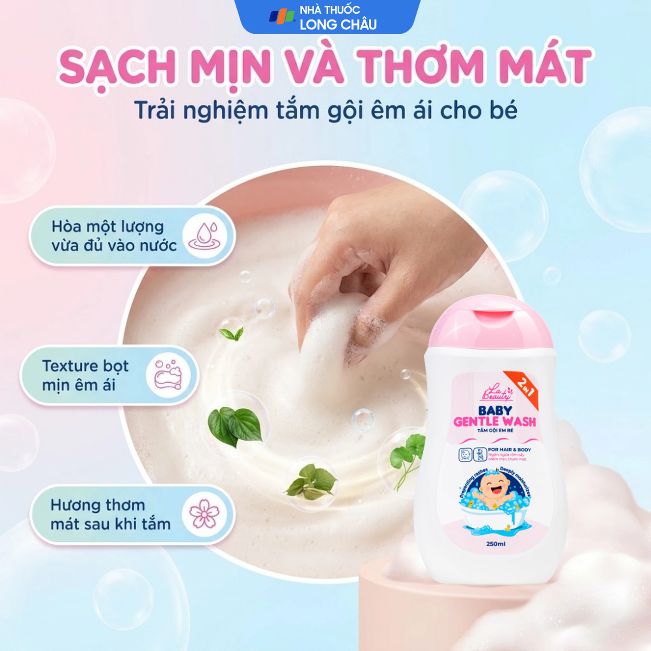 Sữa tắm gội cho bé La Beauty Baby Gentle Wash dịu nhẹ, không kích ứng da (250ml) 5