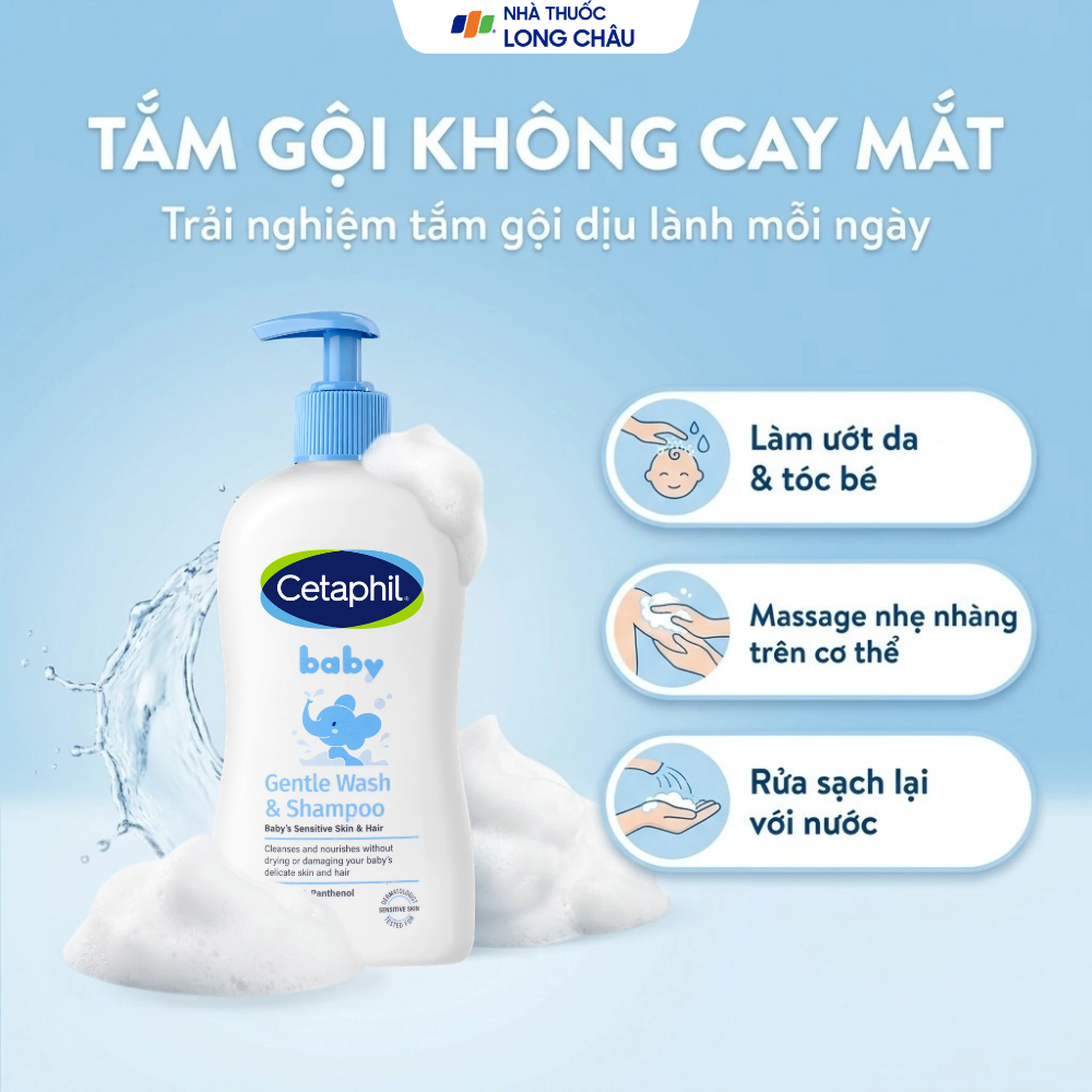 Sữa tắm gội em bé Cetaphil Baby Gentle Wash and Shampoo dịu nhẹ (400ml) 6