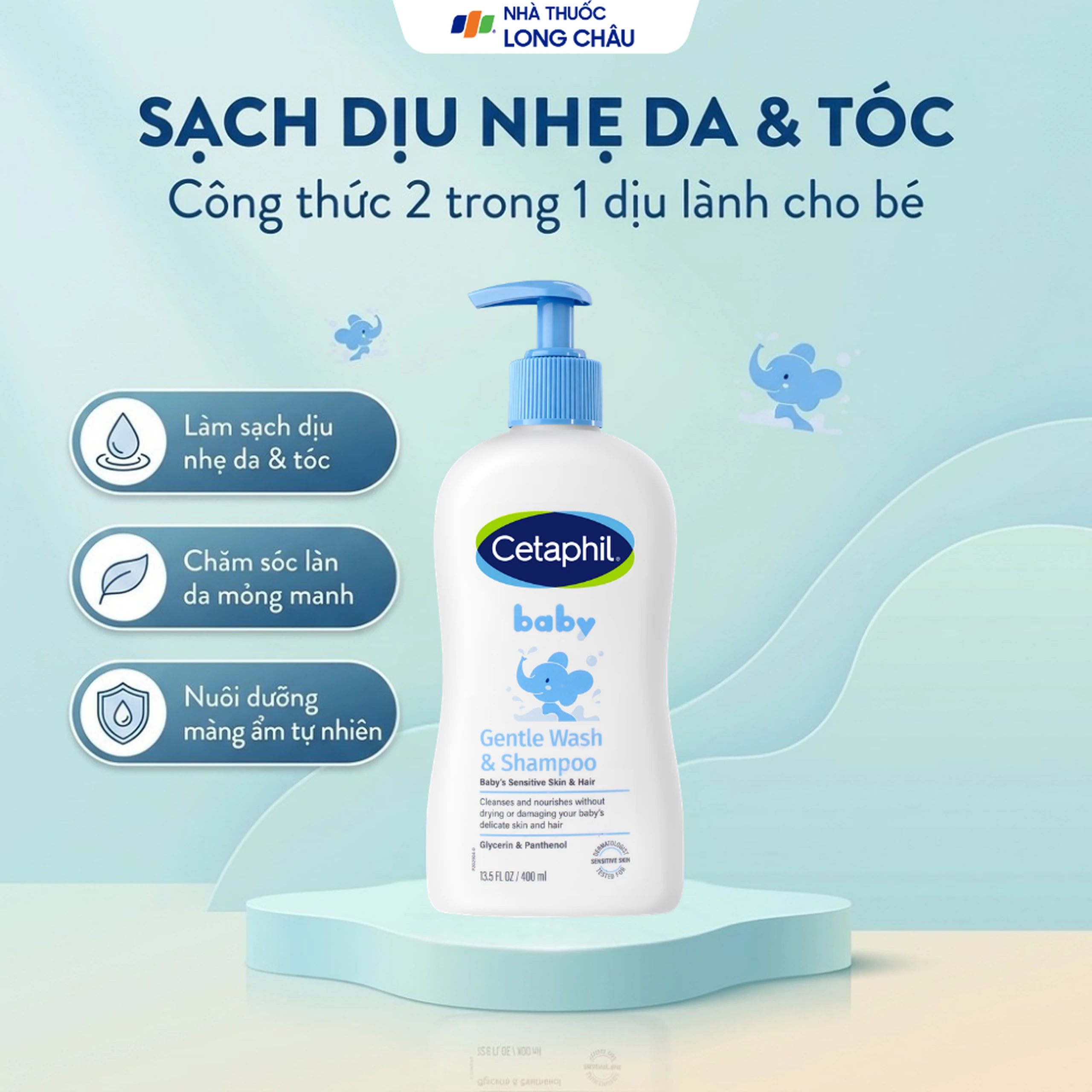 Sữa tắm gội em bé Cetaphil Baby Gentle Wash and Shampoo dịu nhẹ (400ml) 2