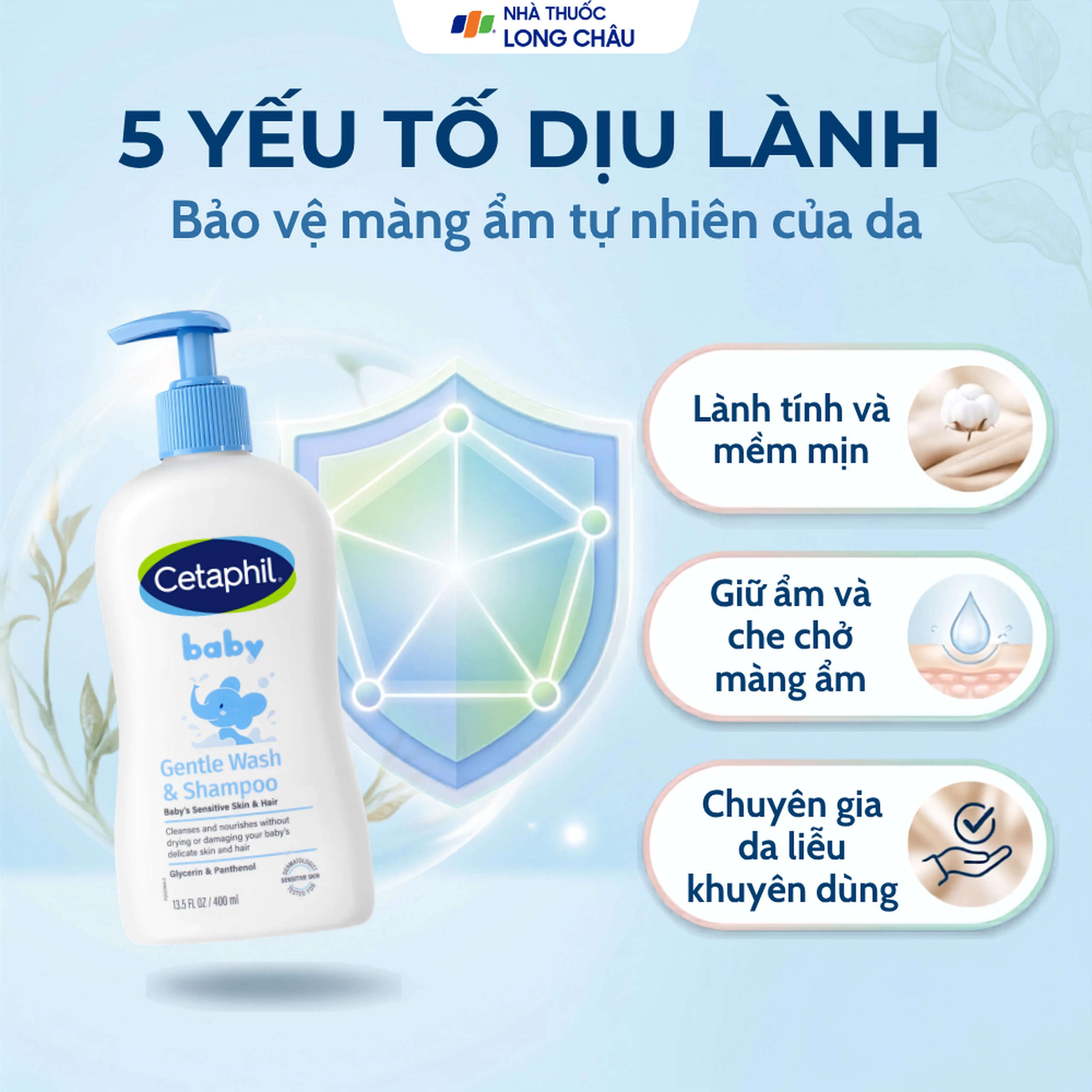 Sữa tắm gội em bé Cetaphil Baby Gentle Wash and Shampoo dịu nhẹ (400ml) 4