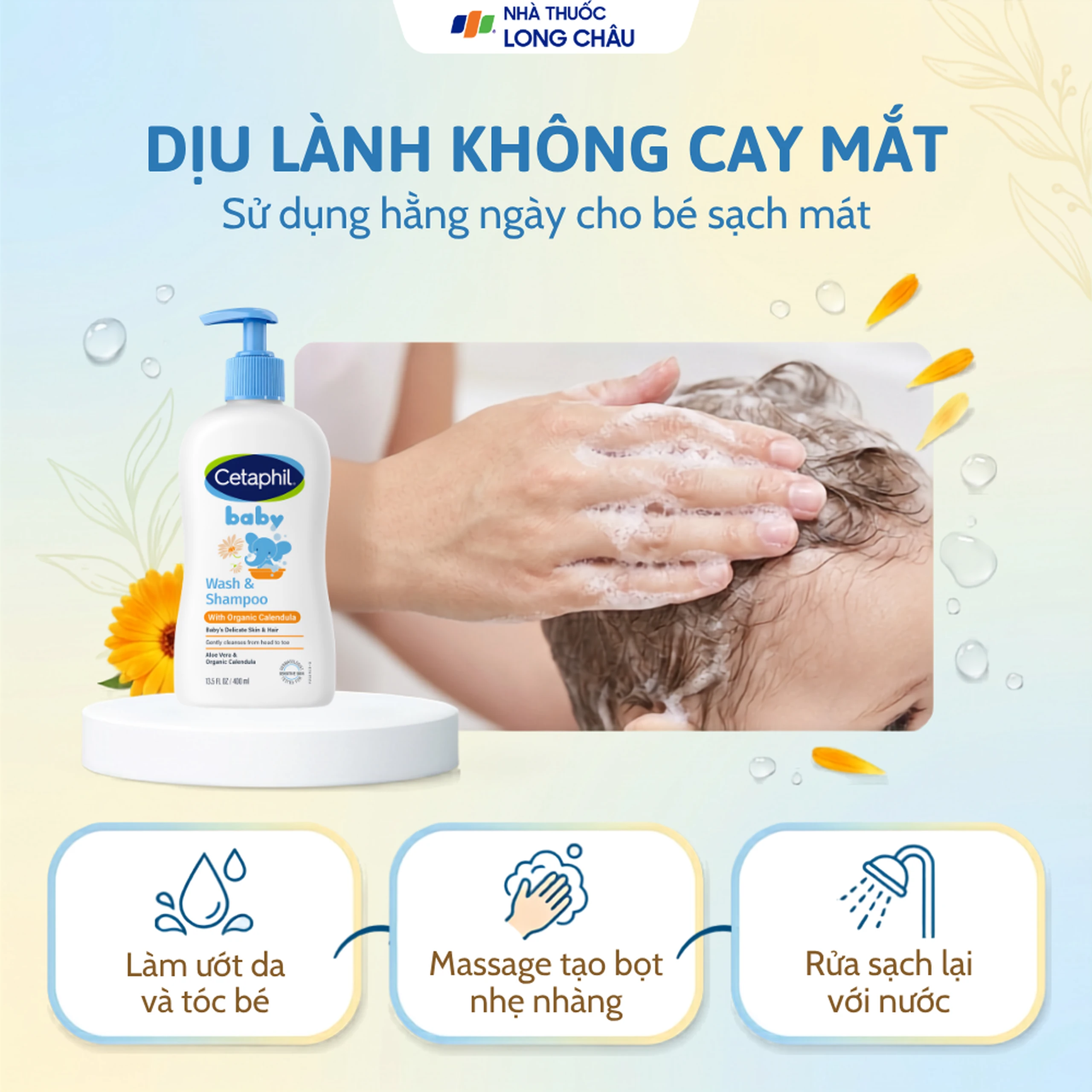Sữa tắm gội cho bé Cetaphil Organic Calendula dịu nhẹ, không kích ứng (400ml) 5