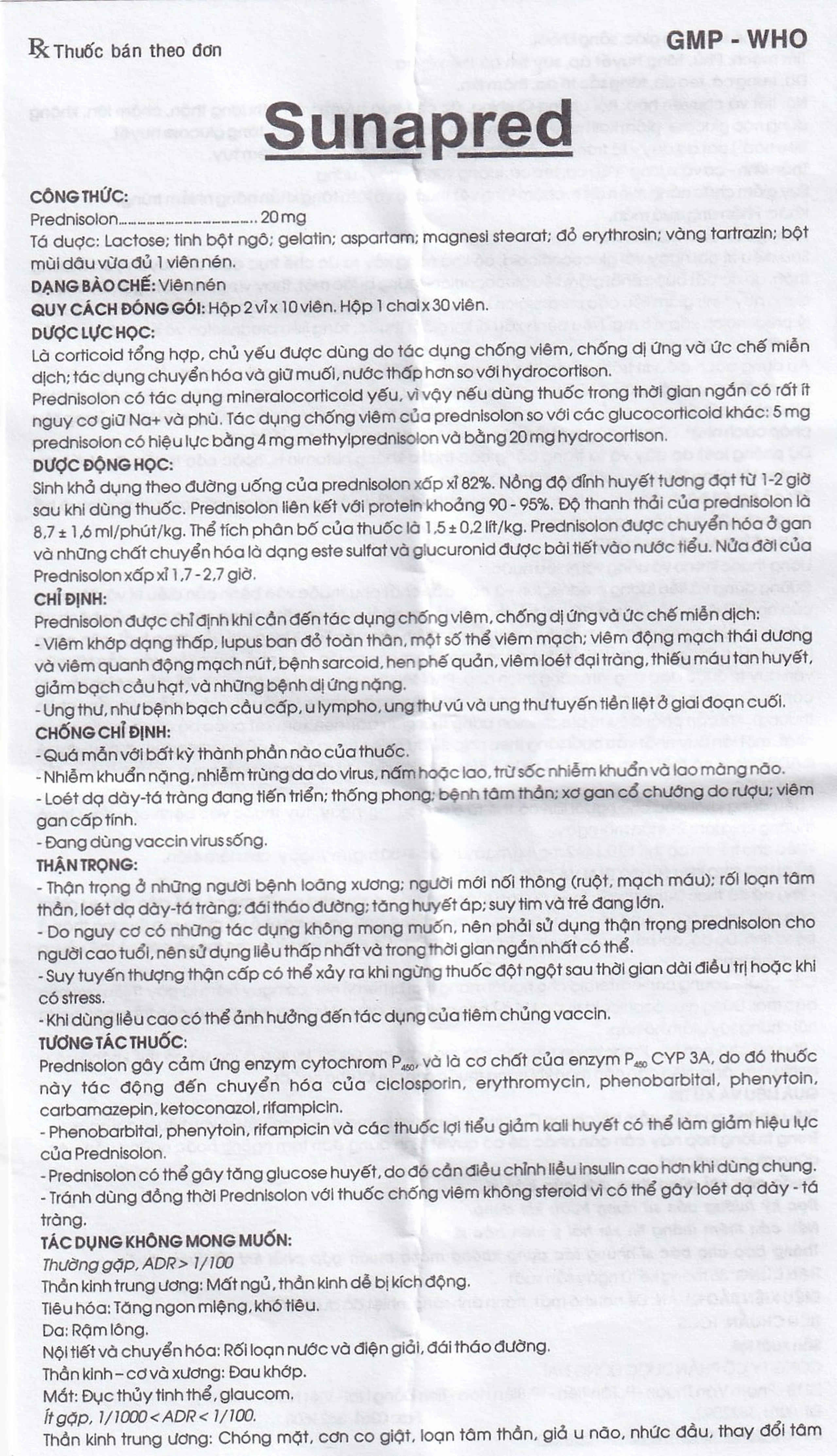 Thuốc Sunapred 20mg Donaipharm chống viêm, chống dị ứng (30 viên) 