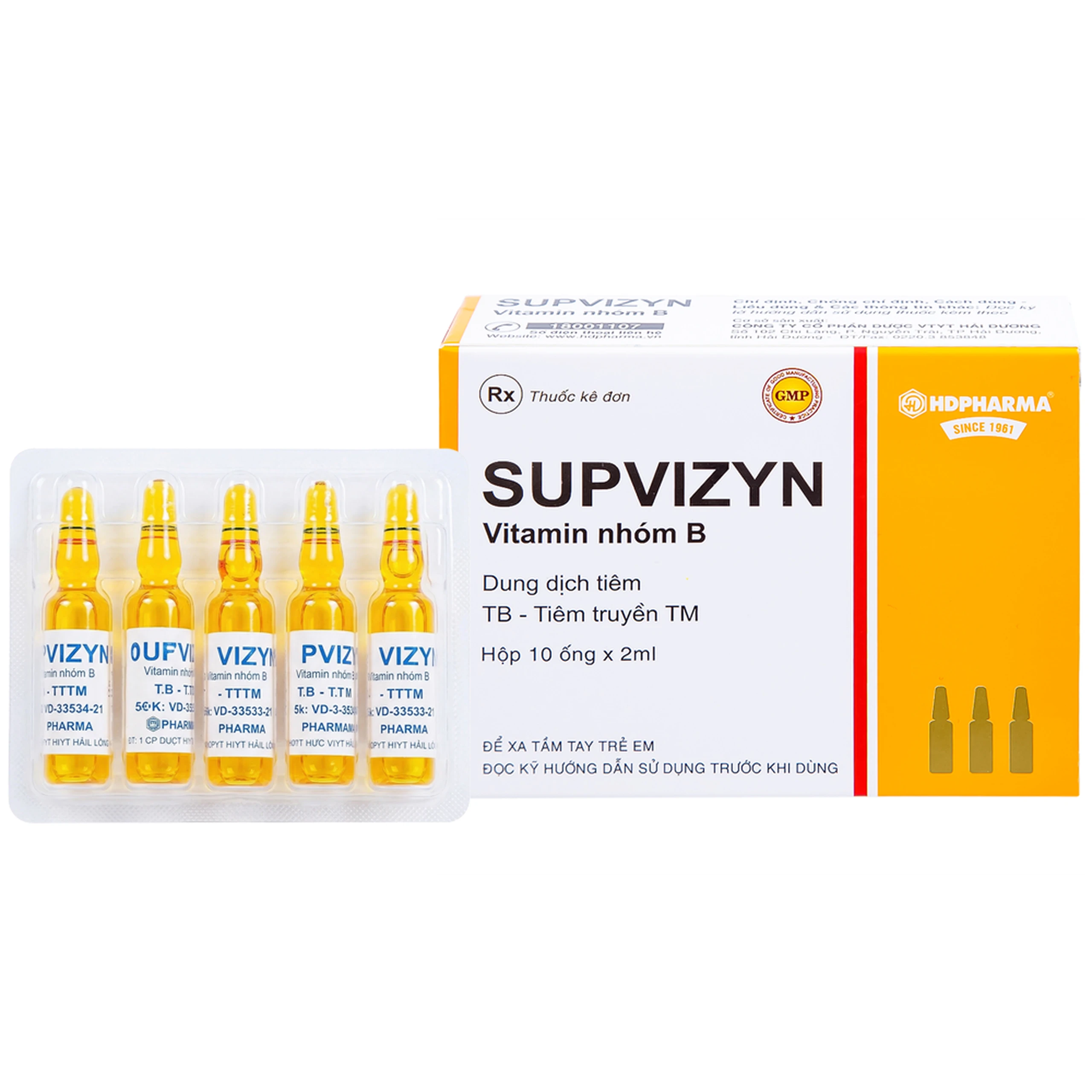 Dung dịch tiêm Supvizyn HDpharma dự phòng và điều trị thiếu các Vitamin nhóm B (10 ống)
