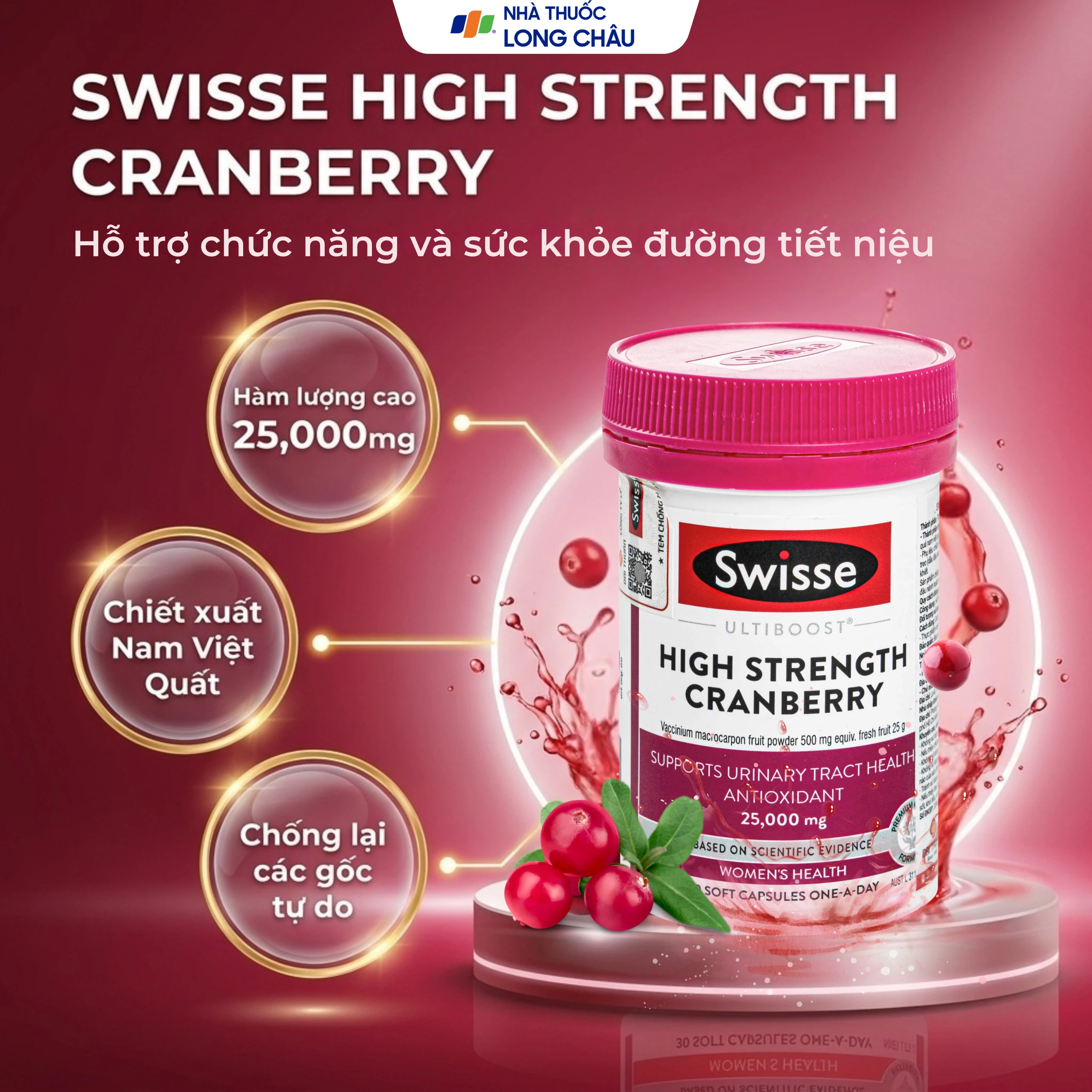 Viên uống hỗ trợ sức khỏe đường tiết niệu High Strength Cranberry Swisse (30 viên) 2