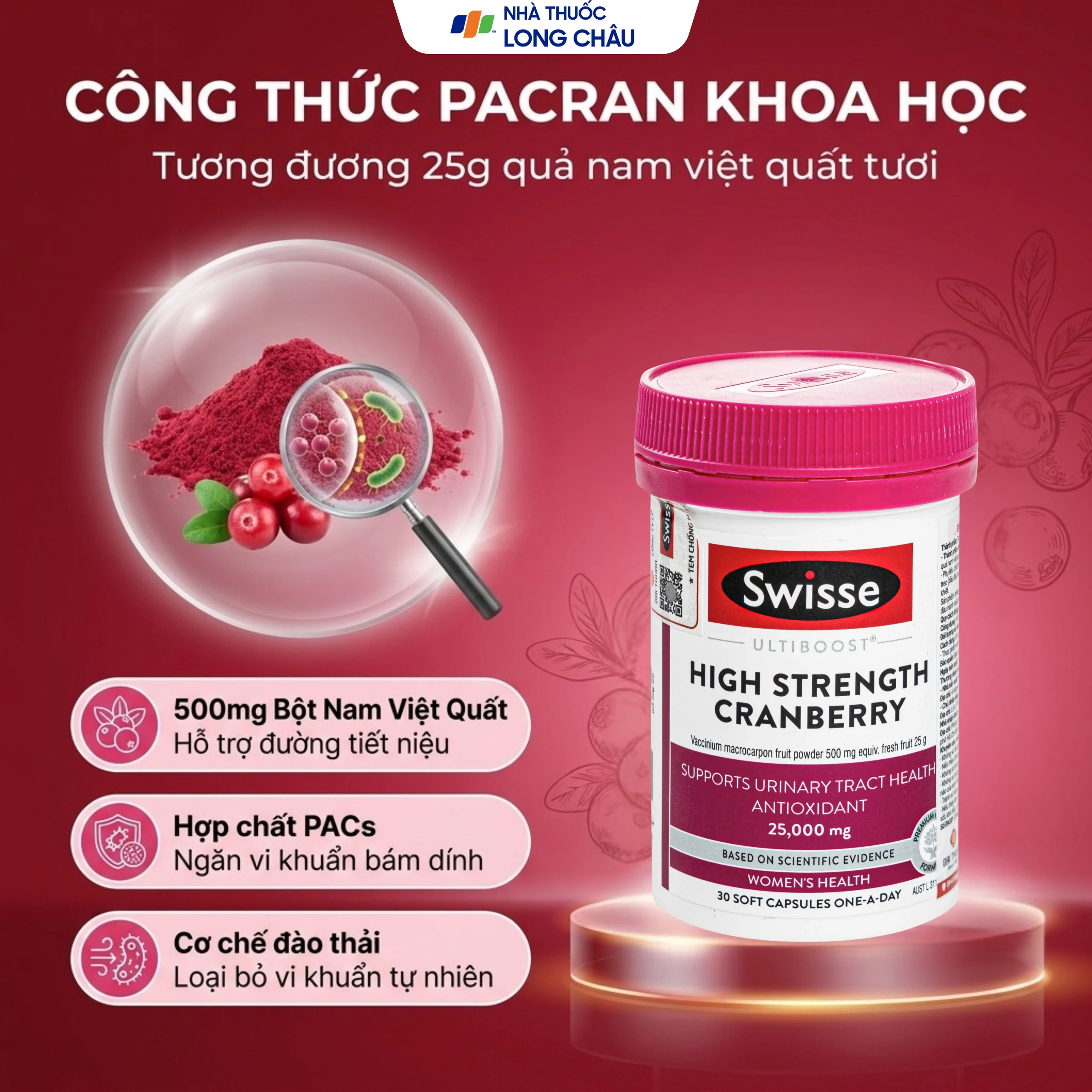 Viên uống hỗ trợ sức khỏe đường tiết niệu High Strength Cranberry Swisse (30 viên) 3