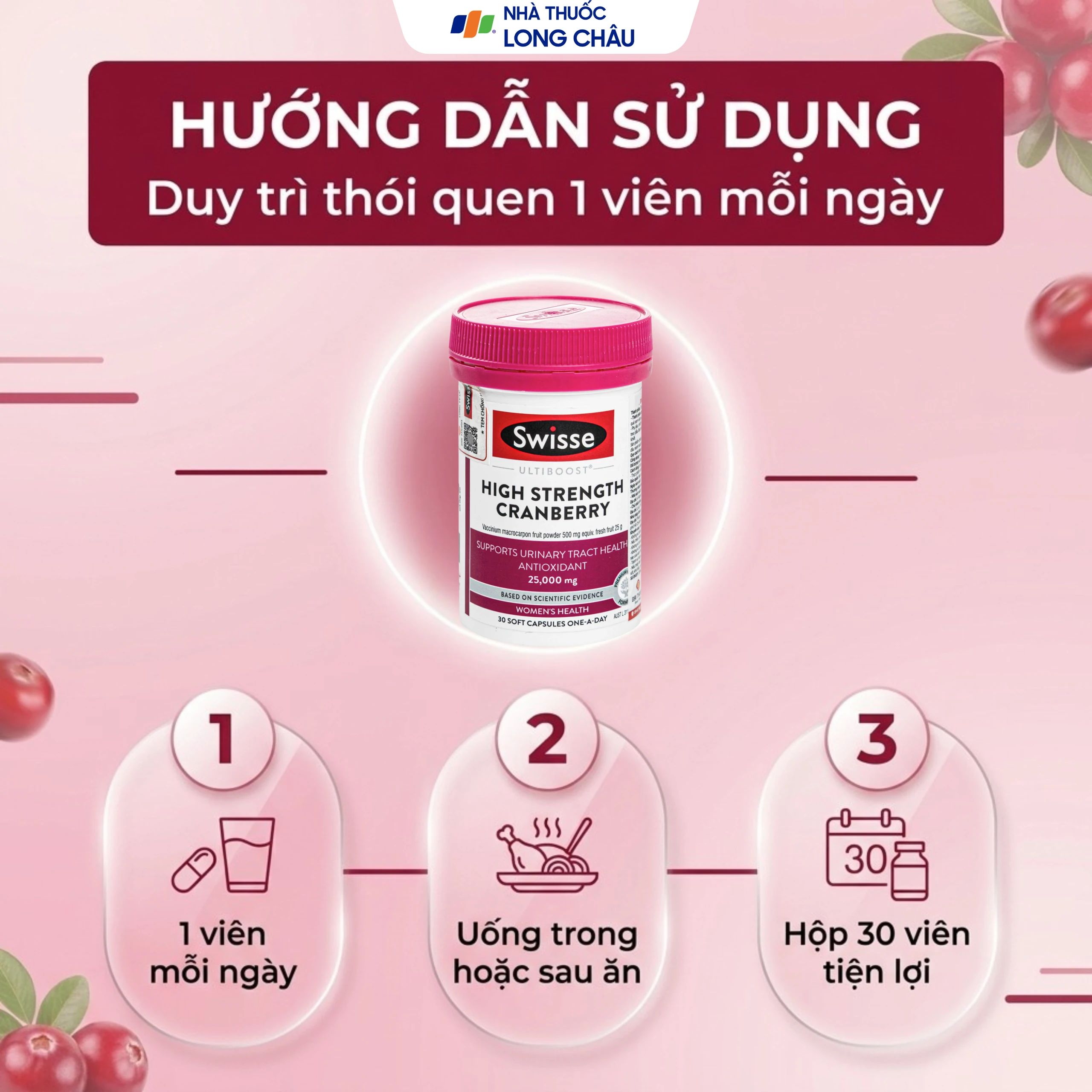 Viên uống hỗ trợ sức khỏe đường tiết niệu High Strength Cranberry Swisse (30 viên) 5