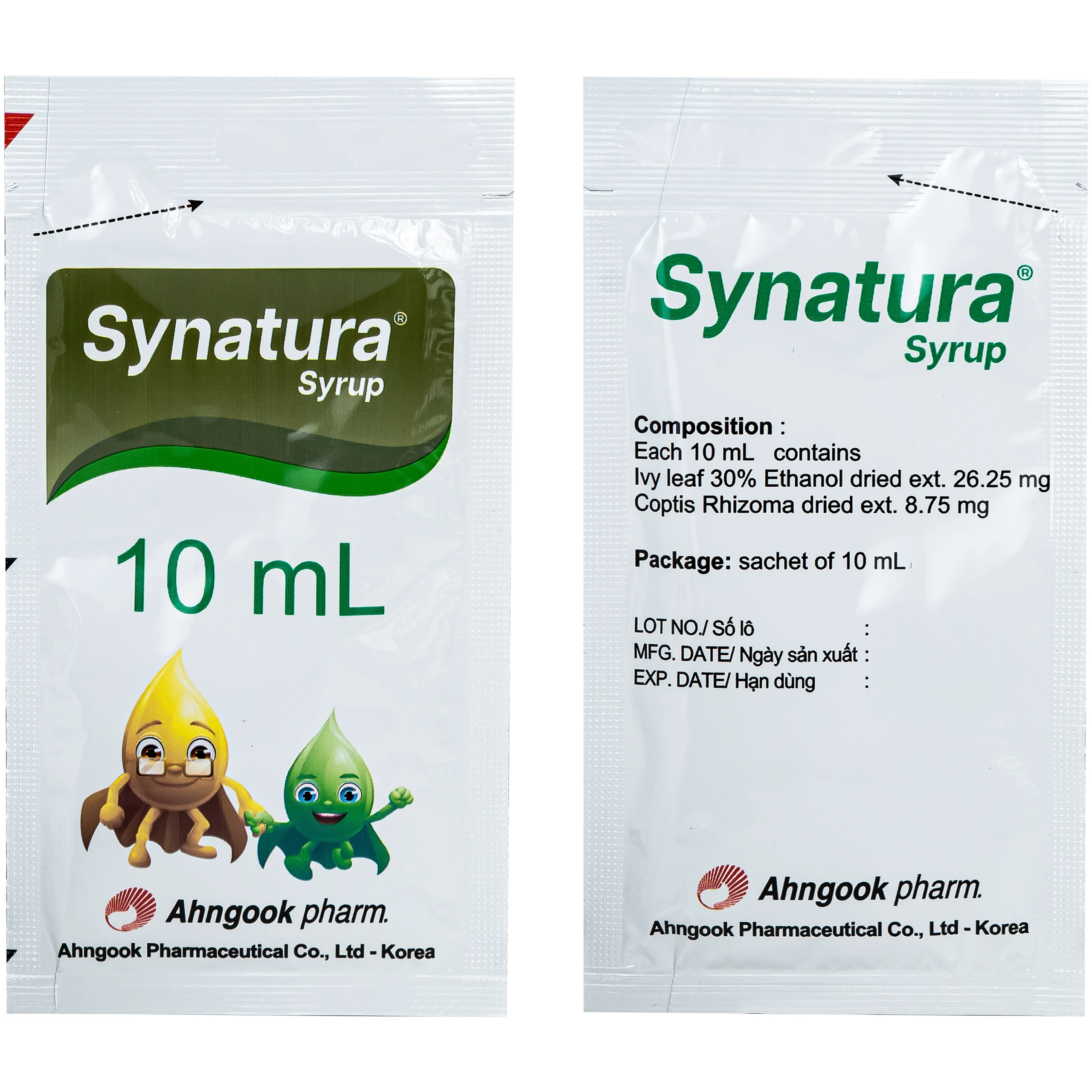 Siro Synatura Syrup AhnGook điều trị nhiễm khuẩn đường hô hấp trên cấp tính và viêm phế quản mạn tính (9 gói x 10ml) 5