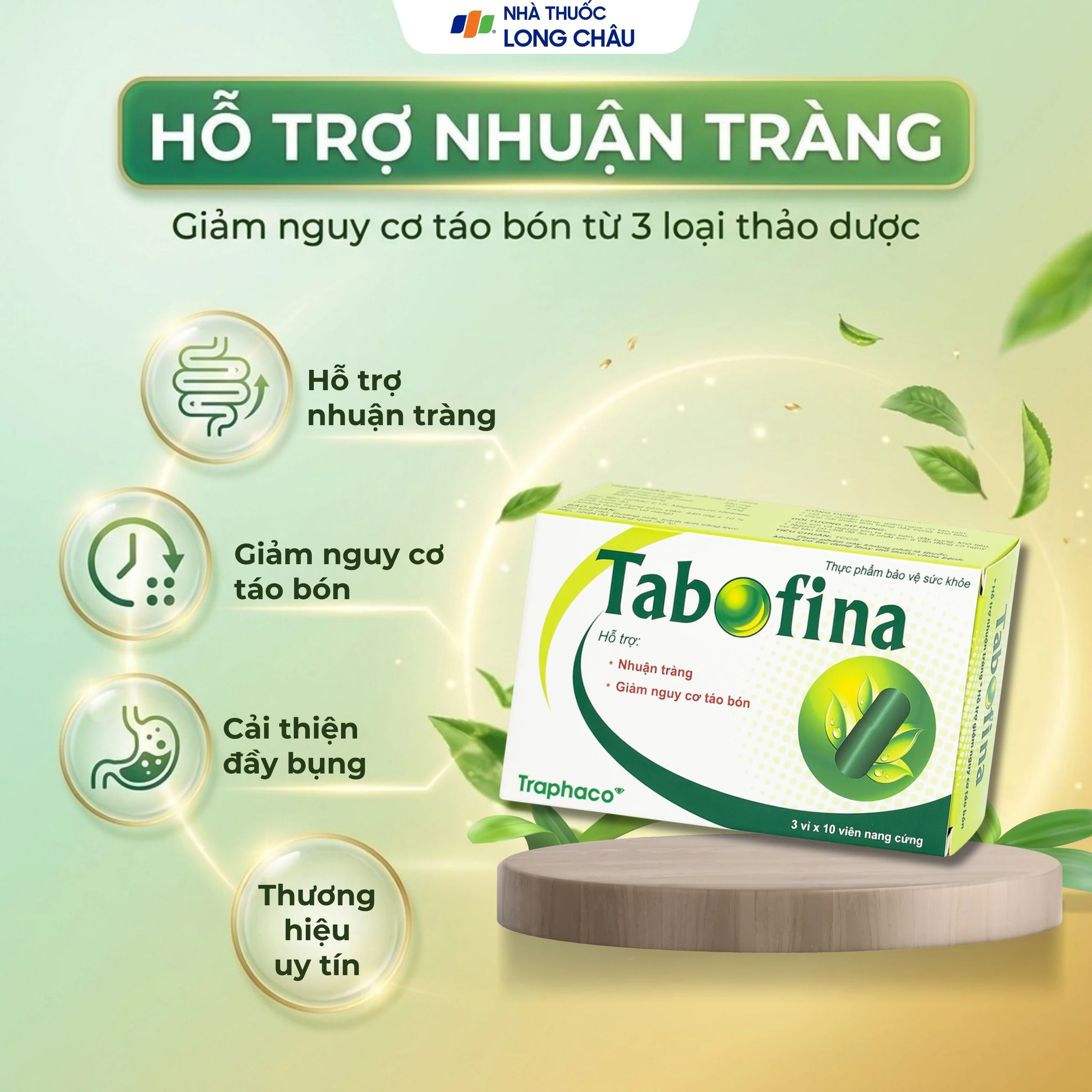 Viên hỗ trợ giảm nguy cơ táo bón Tabofina Traphaco (3 vỉ x 10 viên) 2