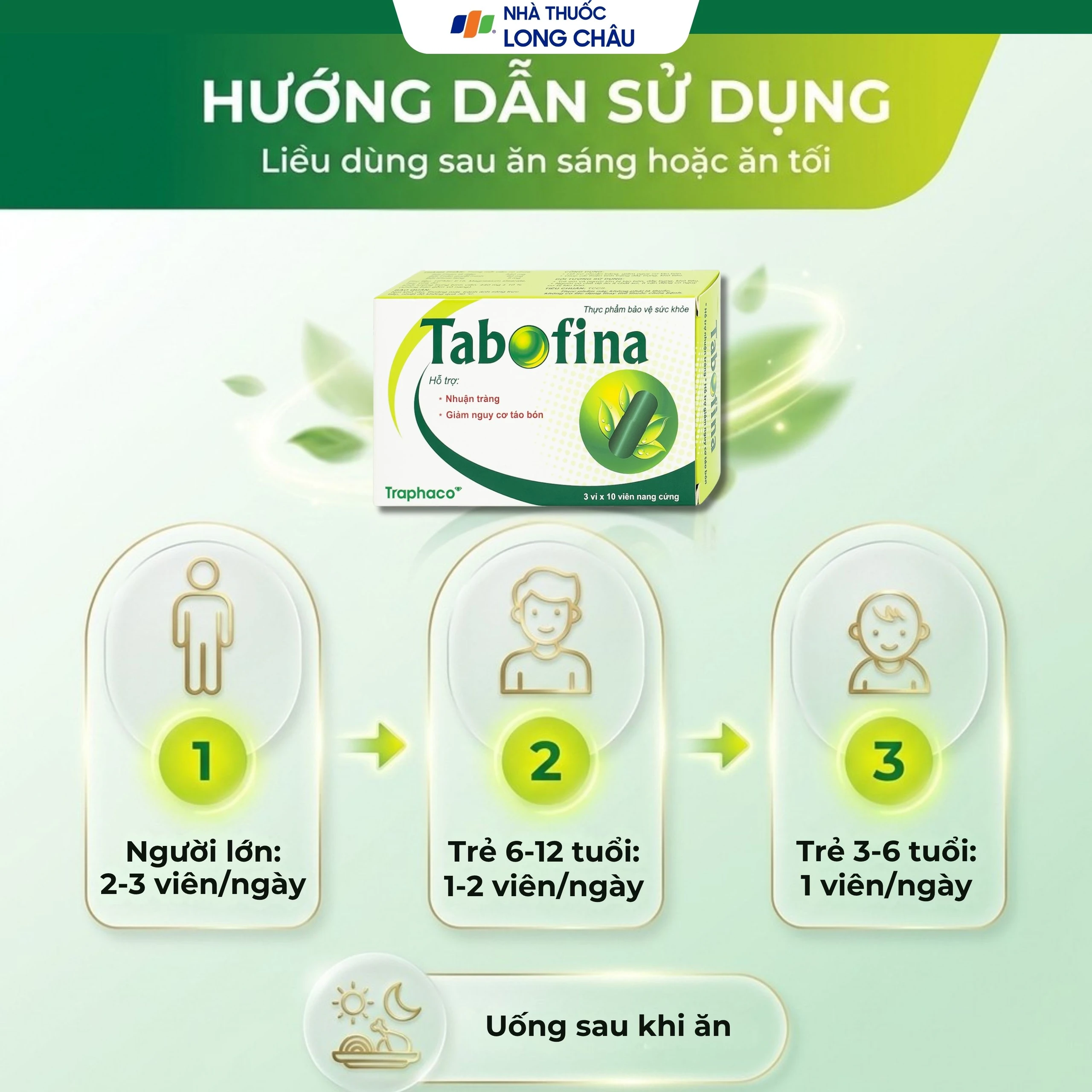 Viên hỗ trợ giảm nguy cơ táo bón Tabofina Traphaco (3 vỉ x 10 viên) 5