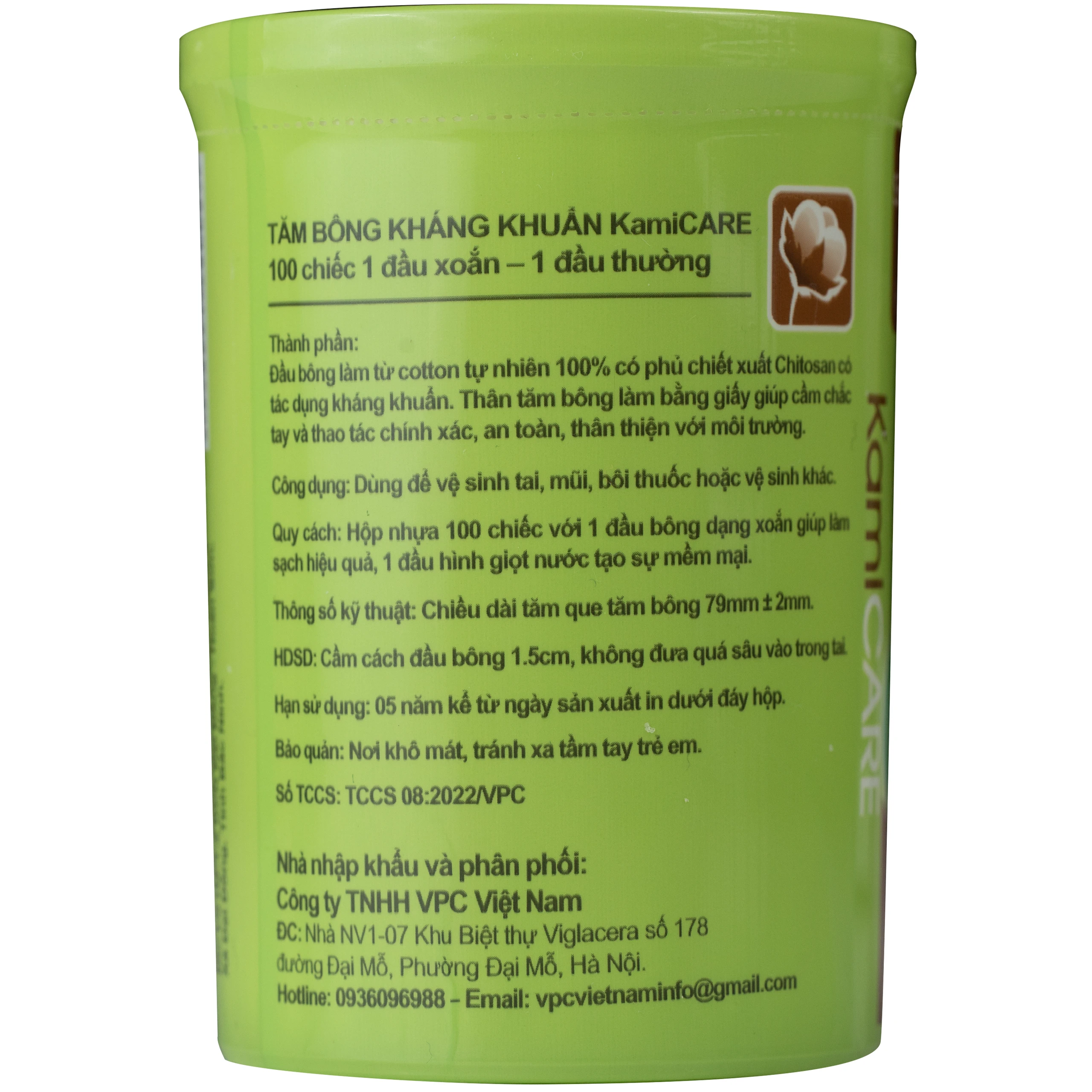 Tăm bông KamiCare vệ sinh tai, mũi, vết thương (Hộp 100 que) 2