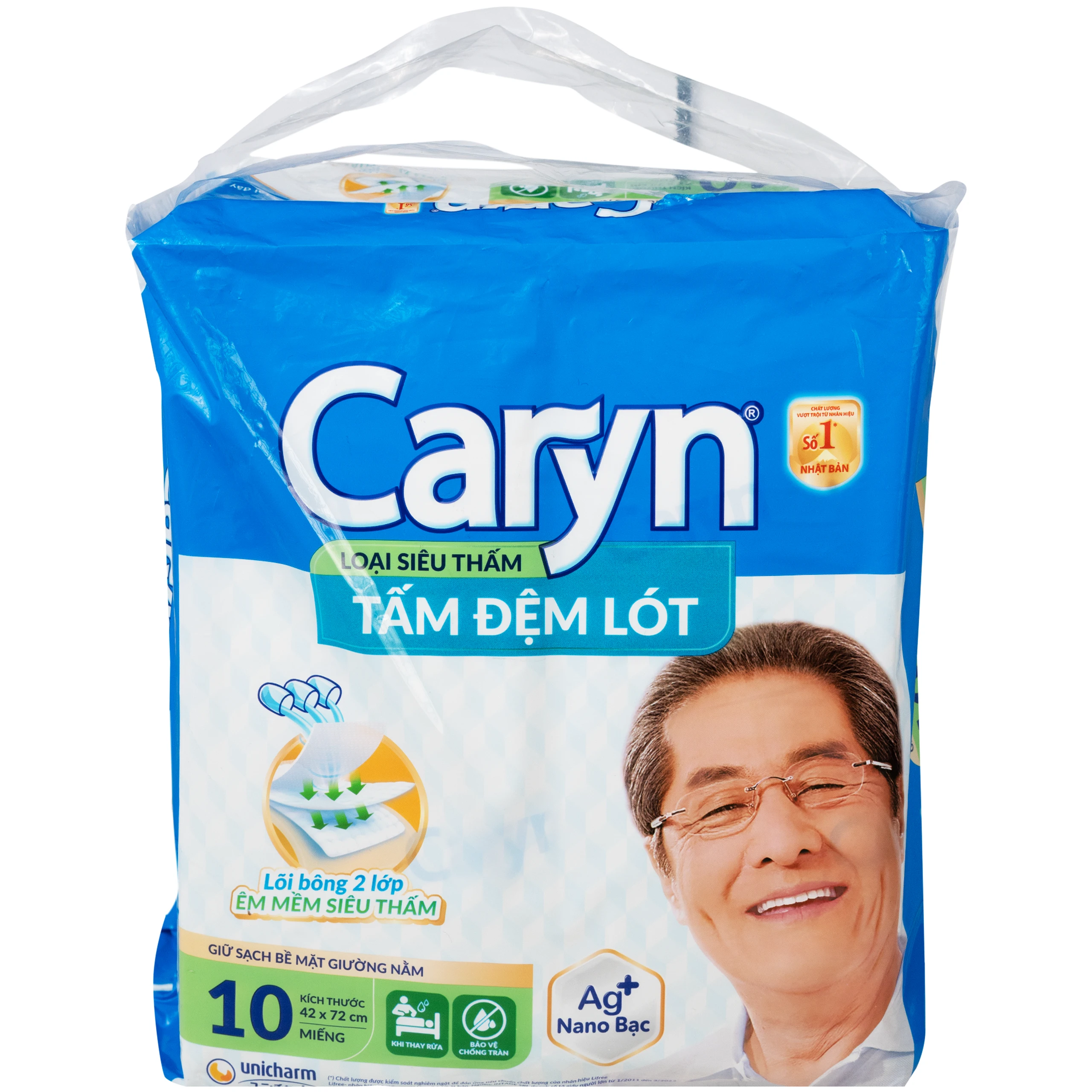 Tấm đệm lót người lớn Caryn siêu thấm size L10 - 42 x 72cm (10 miếng) 1