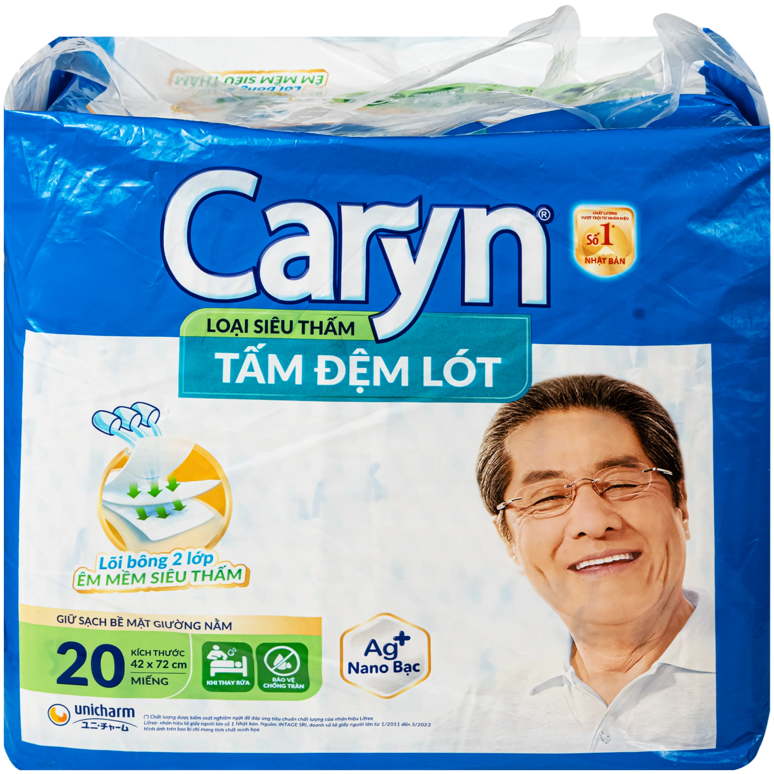 Tấm đệm lót người lớn Caryn siêu thấm size L10 - 42 x 72cm (20 miếng) 1
