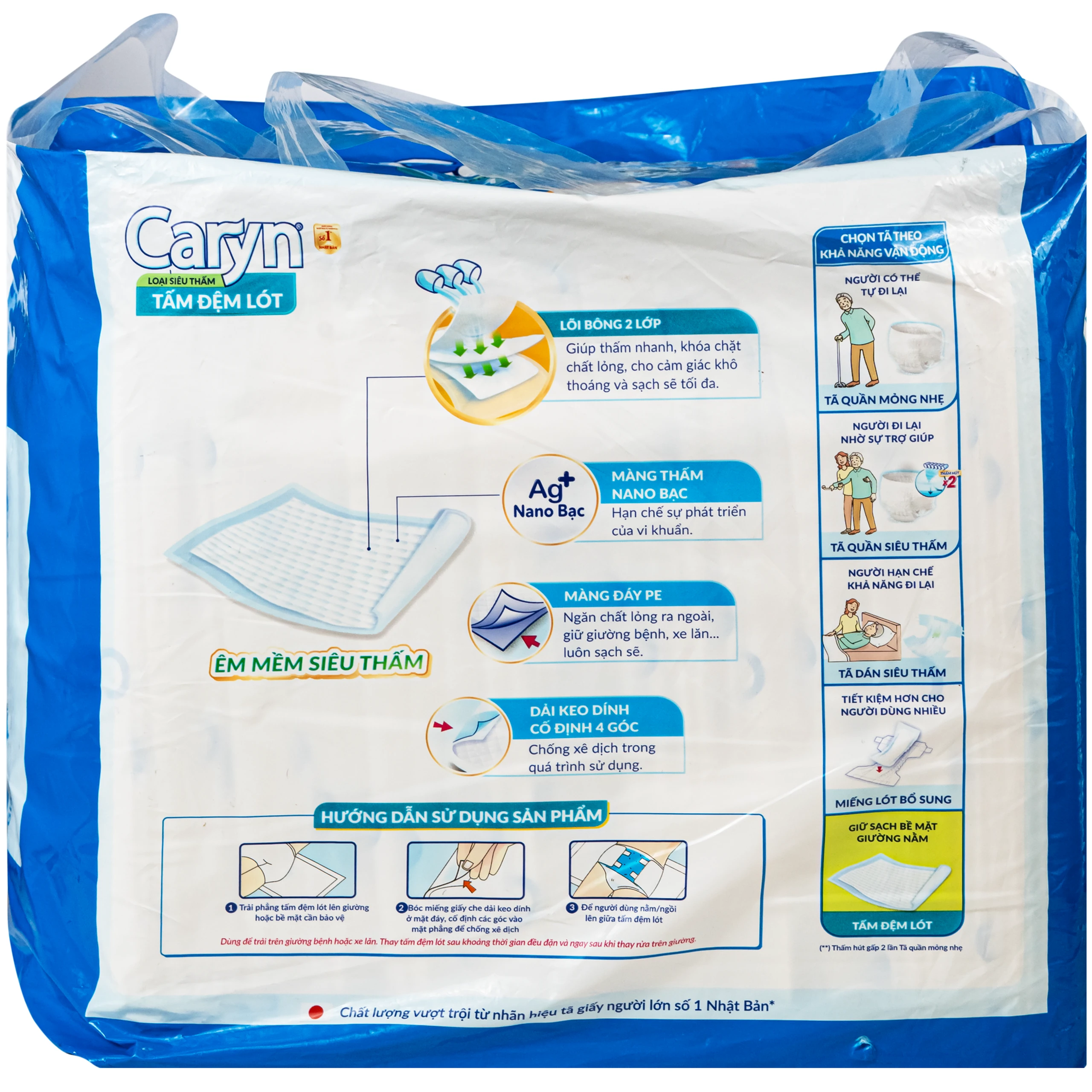 Tấm đệm lót người lớn Caryn siêu thấm size L10 - 42 x 72cm (20 miếng) 2