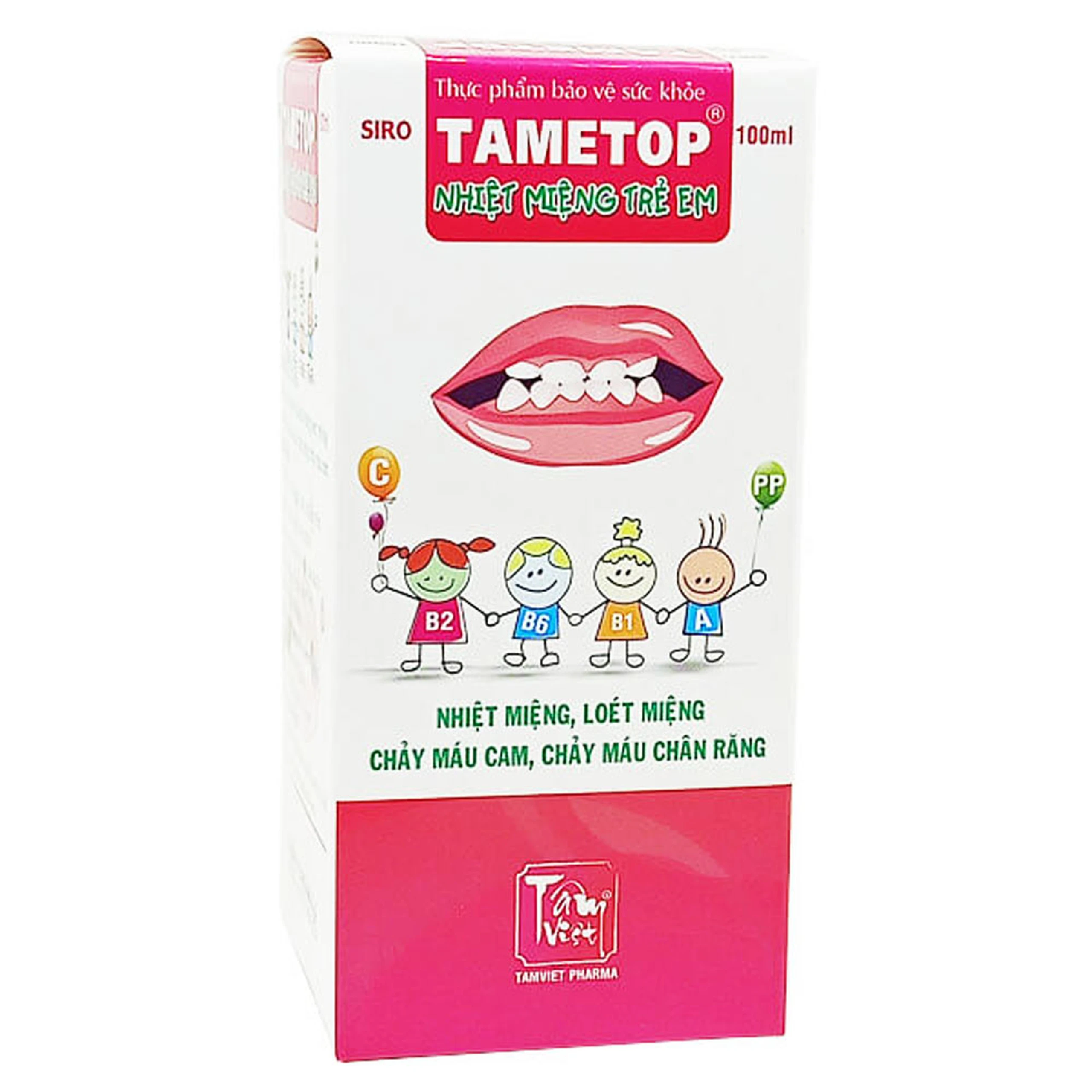 Siro Tametop hỗ trợ điều trị nhiệt miệng, loét miệng, chảy máu cam, chảy máu chân răng (100ml)